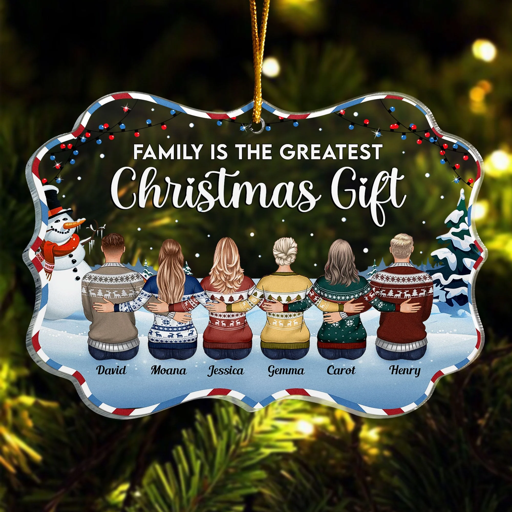Family Is The Greatest Christmas Gift - Personalized Acrylic Ornament - Image 2