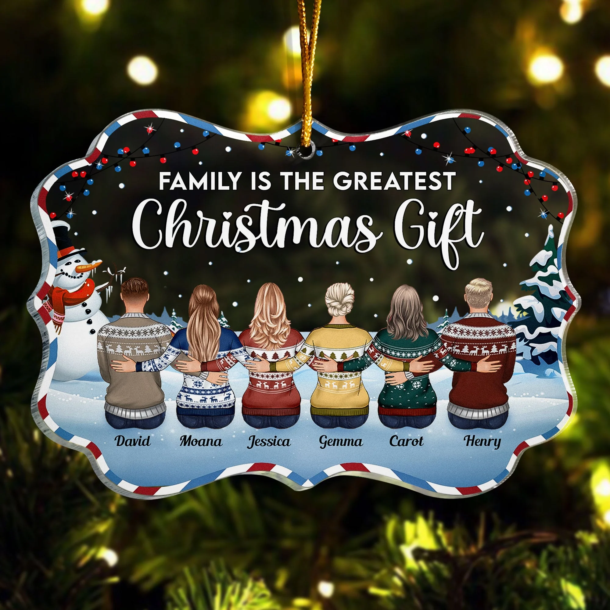 Family Is The Greatest Christmas Gift - Personalized Acrylic Ornament - Image 3