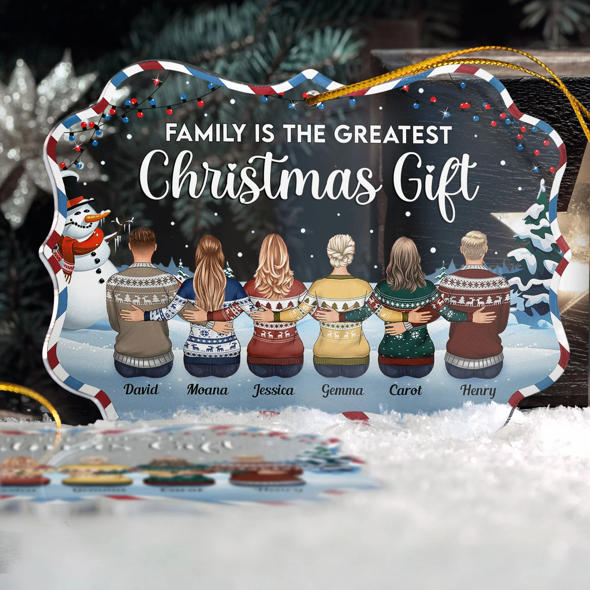 Family Is The Greatest Christmas Gift - Personalized Acrylic Ornament - Image 4