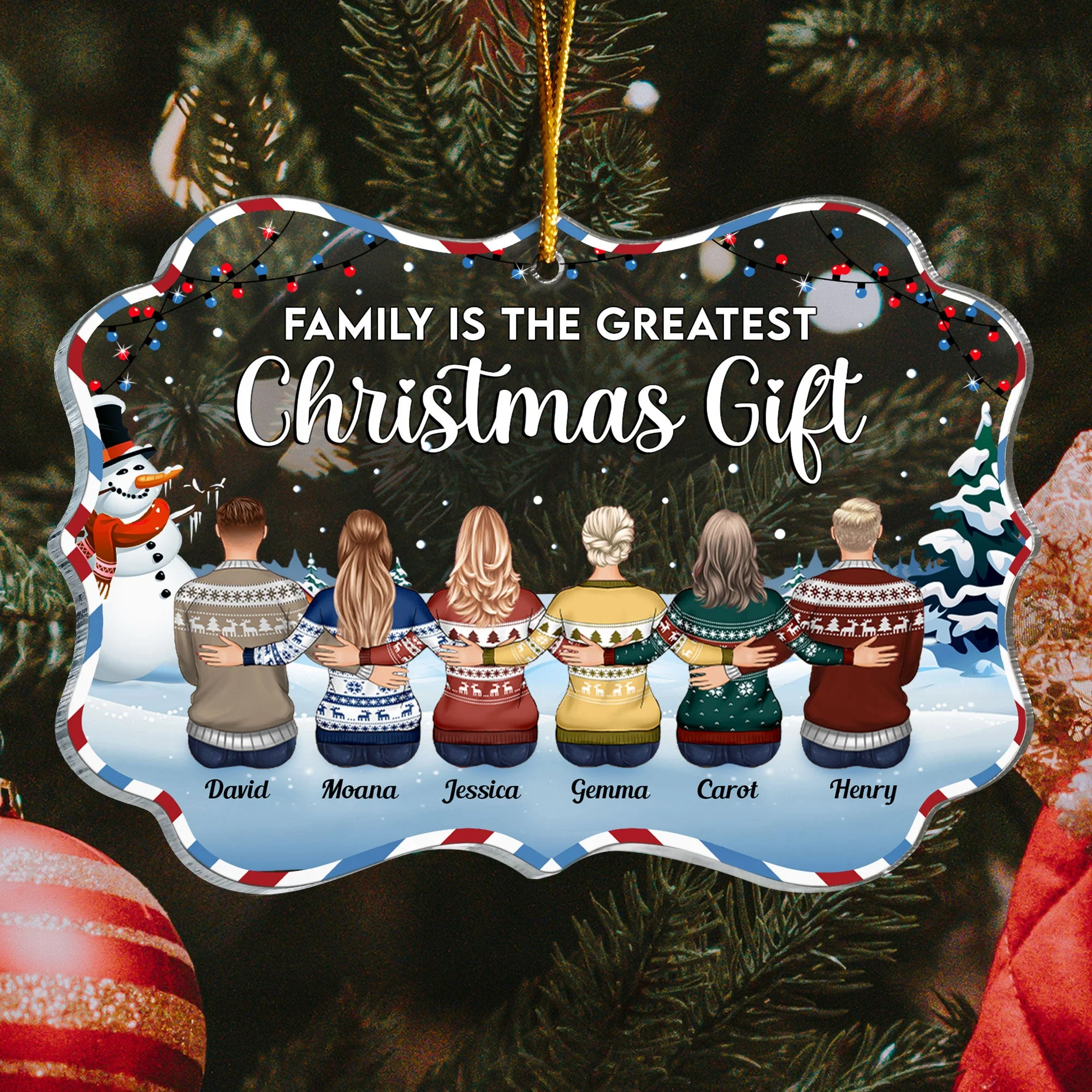 Family Is The Greatest Christmas Gift - Personalized Acrylic Ornament - Image 5