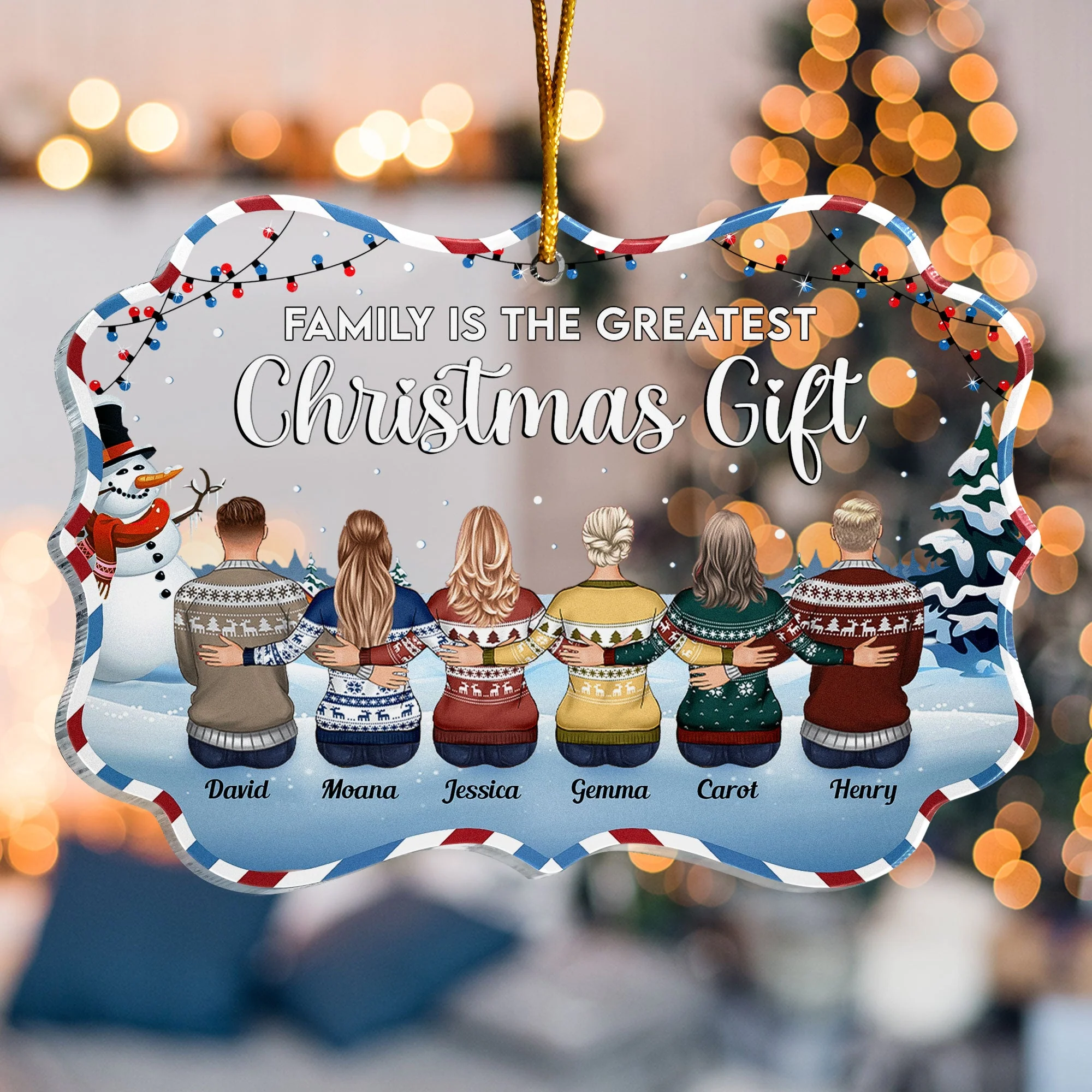 Family Is The Greatest Christmas Gift - Personalized Acrylic Ornament - Image 6