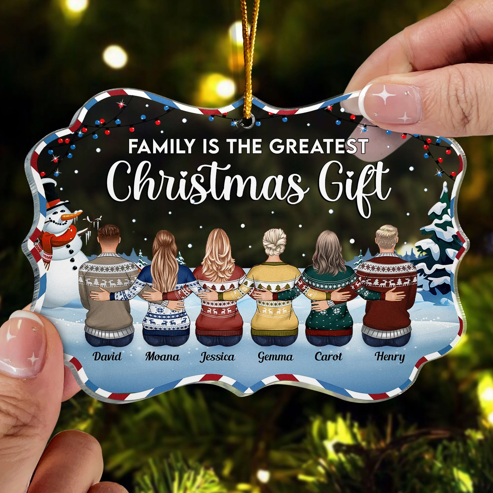 Family Is The Greatest Christmas Gift - Personalized Acrylic Ornament - Image 8