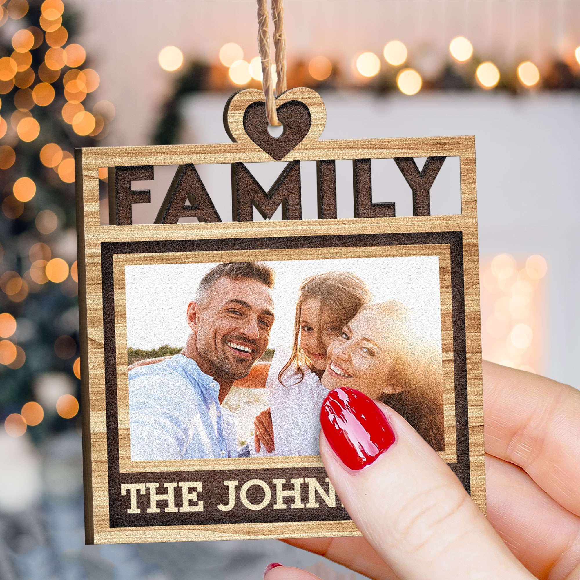 Family Is The Greatest Gift - Personalized Wooden Photo Ornament - Christmas, Birthday, Loving Gift For Family Member, Dad, Mom, Sisters, Brothers - Image 3