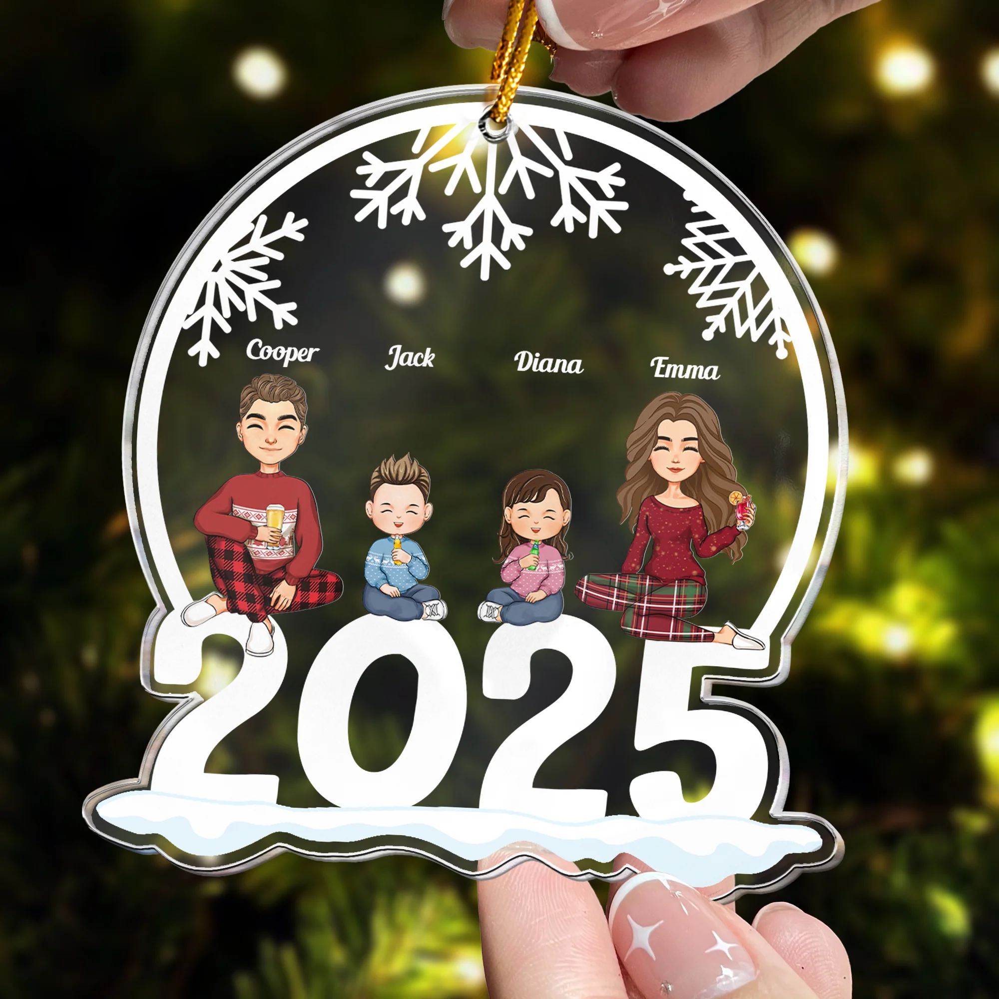 Family Of 3, 4, 5, 6 Jolly Christmas - Personalized 2025 Family Ornament - Image 2