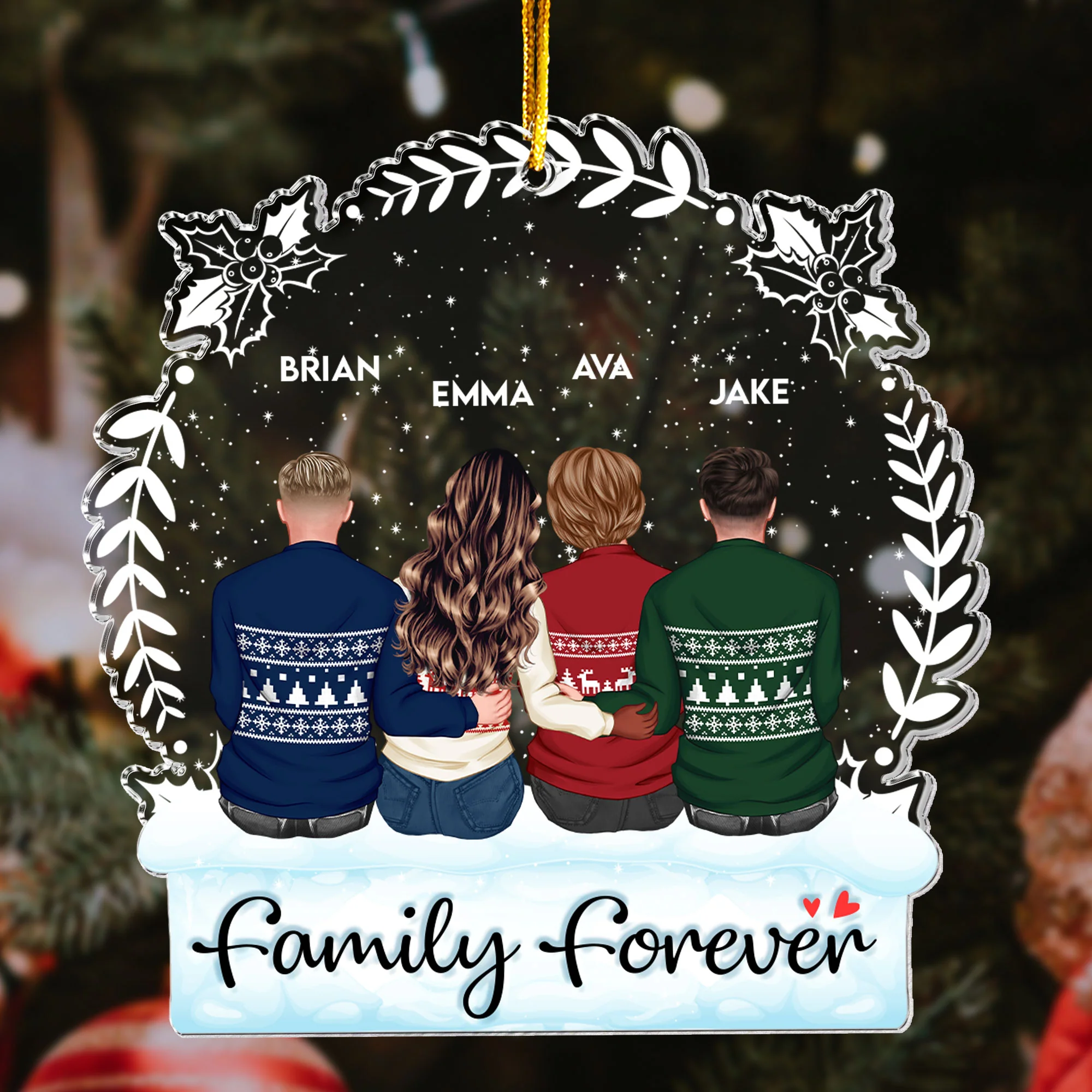 Family Love Is Forever - Personalized Acrylic Ornament - Image 2