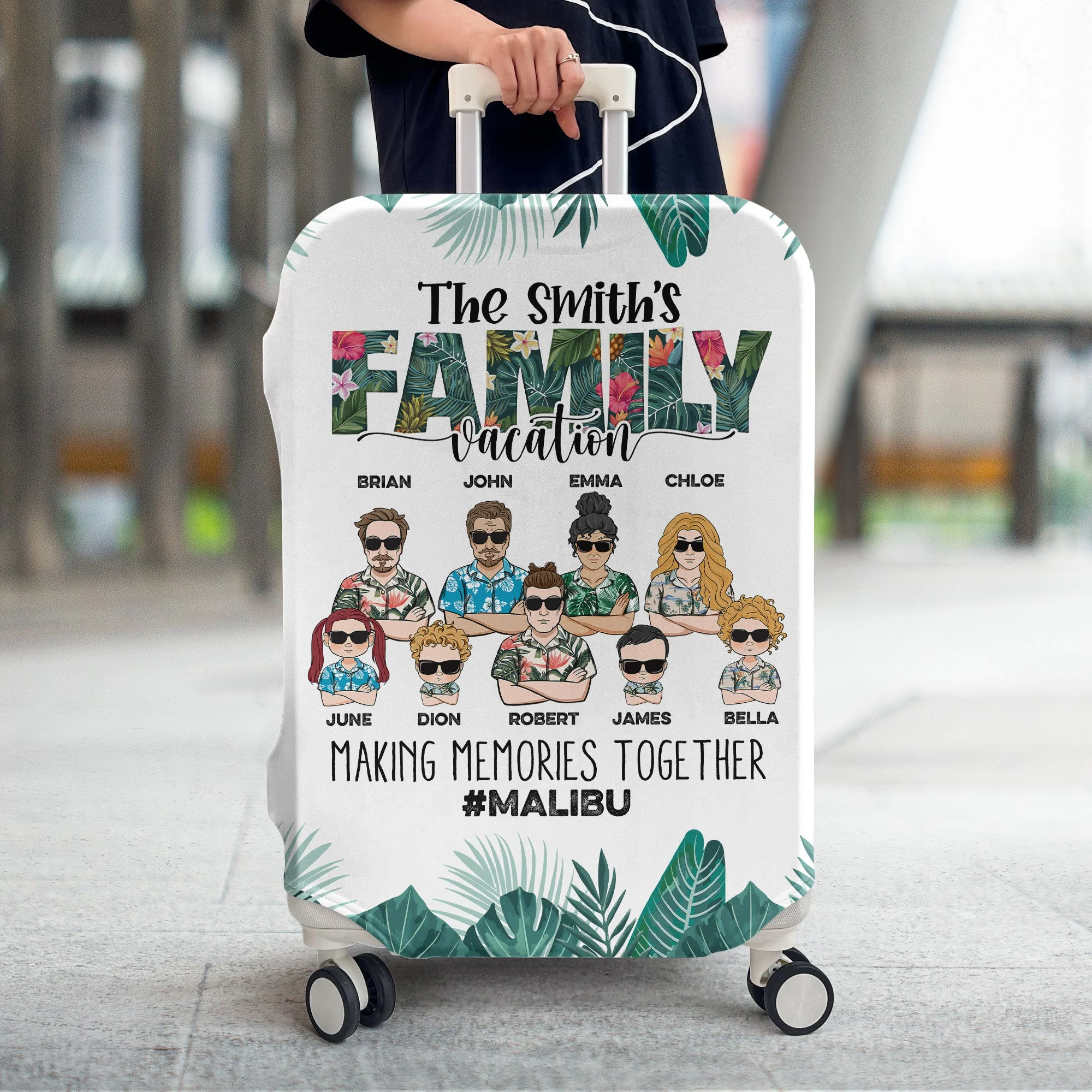 Family Making Memories On Vacation - Personalized Luggage Cover - Image 3