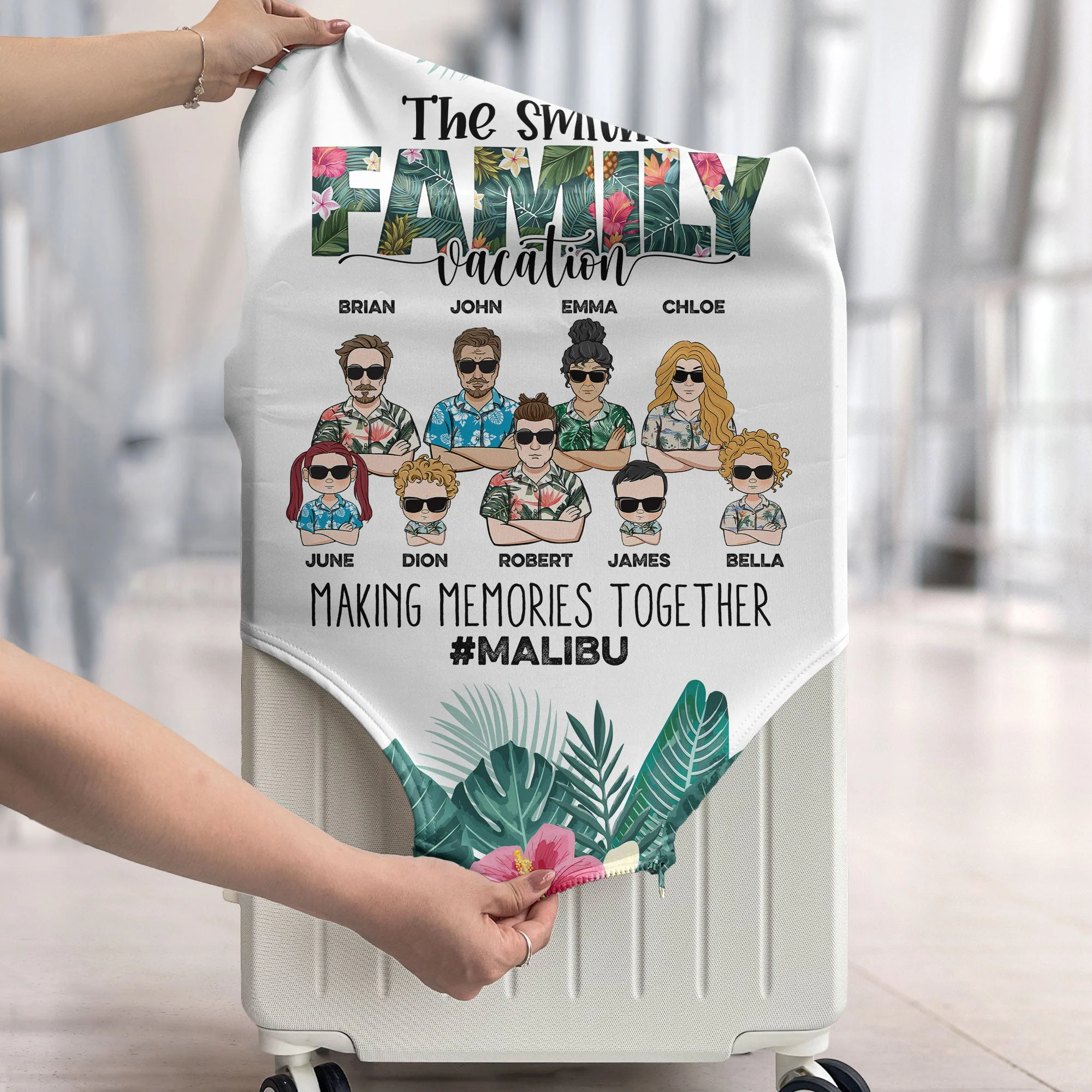 Family Making Memories On Vacation - Personalized Luggage Cover - Image 4
