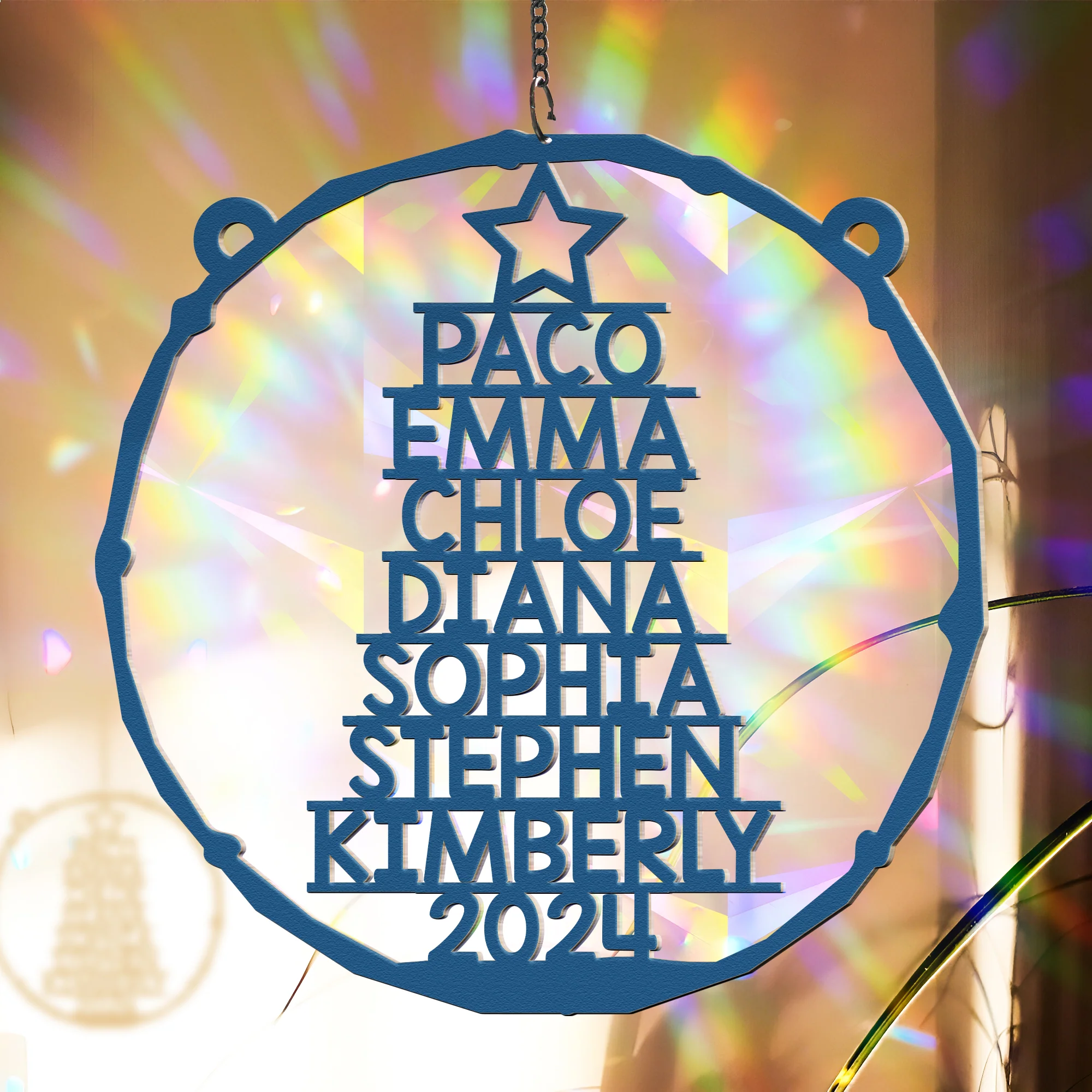 Family Member Names Christmas Tree - Personalized Rainbow Suncatcher - Image 4