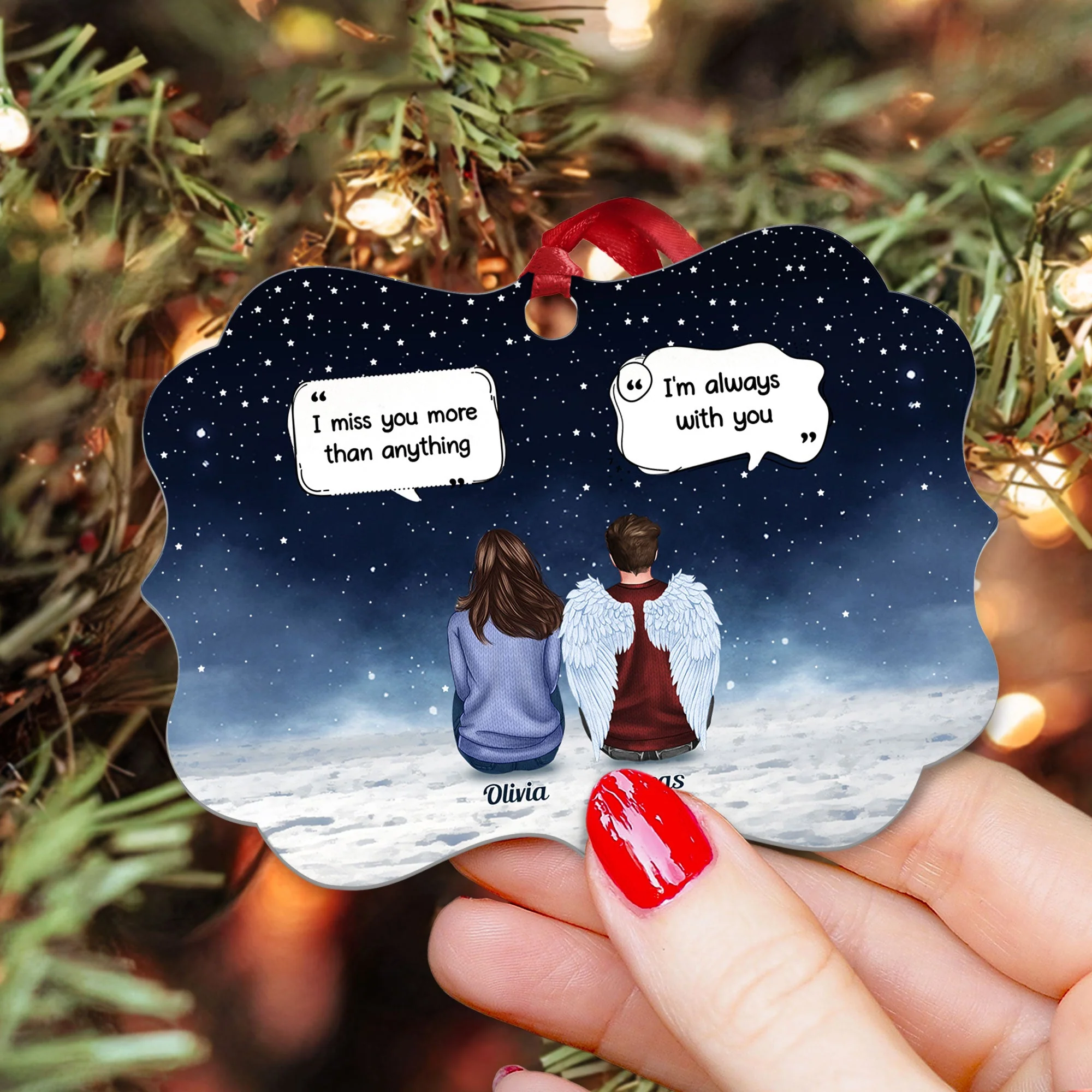 Family Memorial - Personalized Aluminum/Wooden Ornament - Image 3