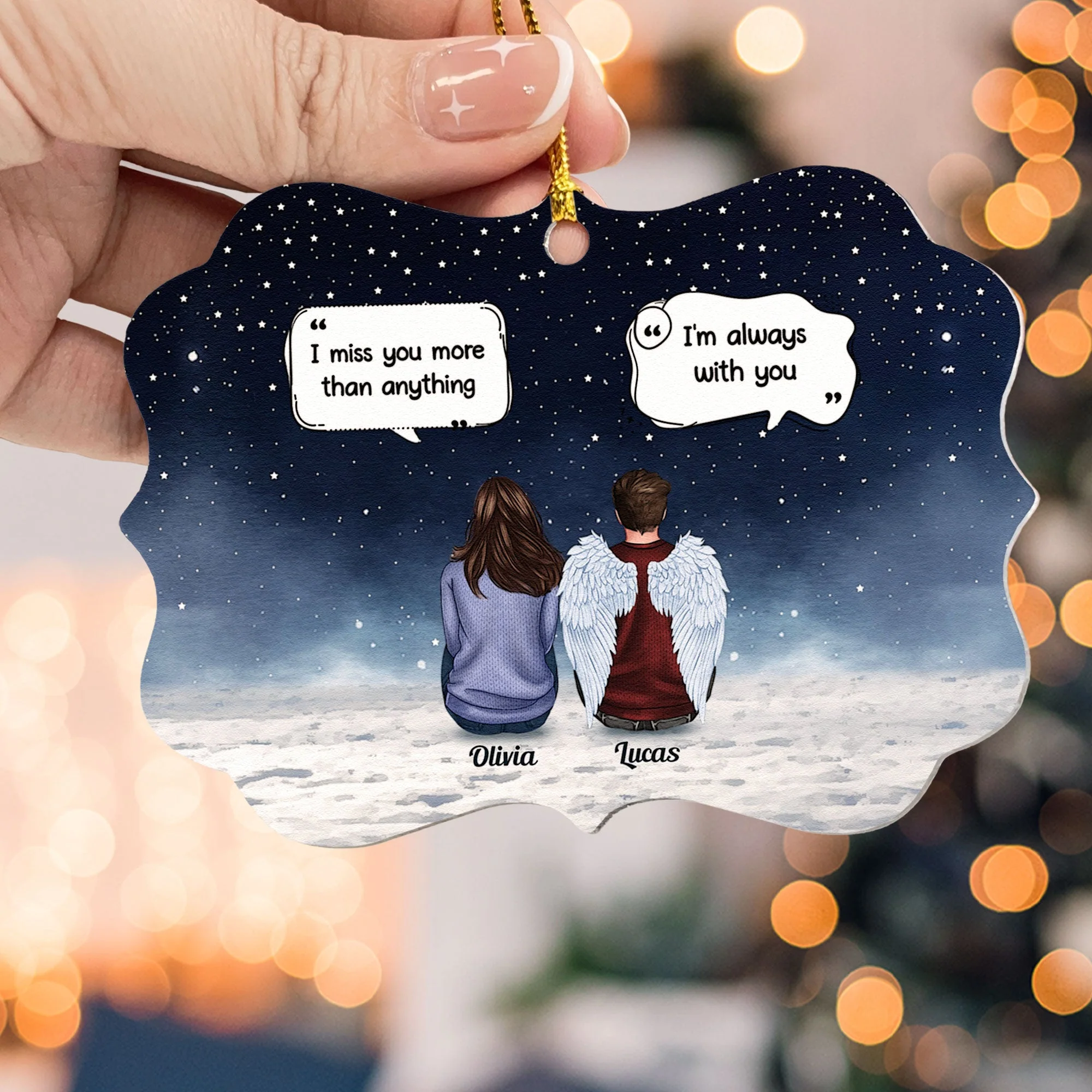 Family Memorial - Personalized Aluminum/Wooden Ornament - Image 4