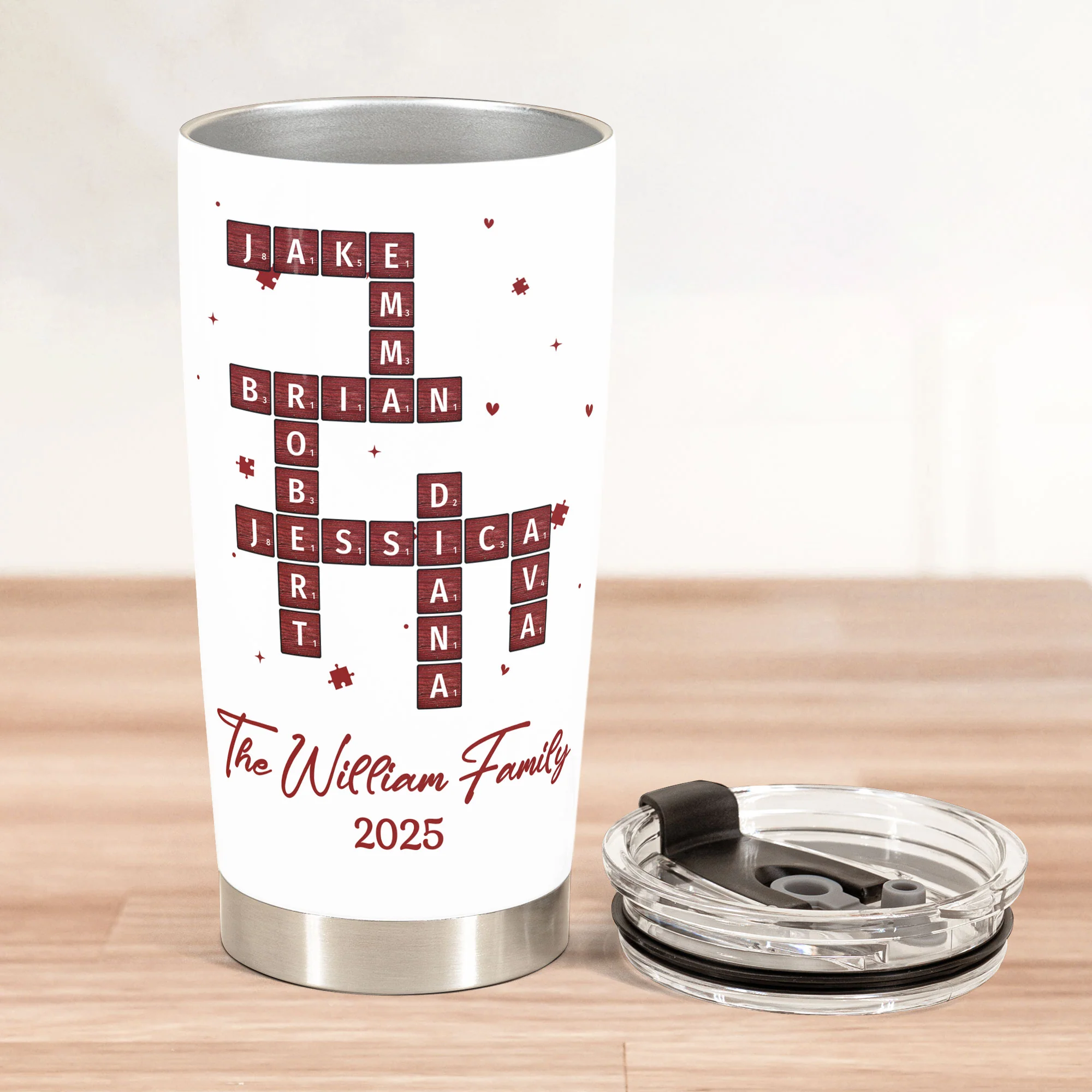 Family Name Scrabble Christmas - Personalized Tumbler Cup - Image 3