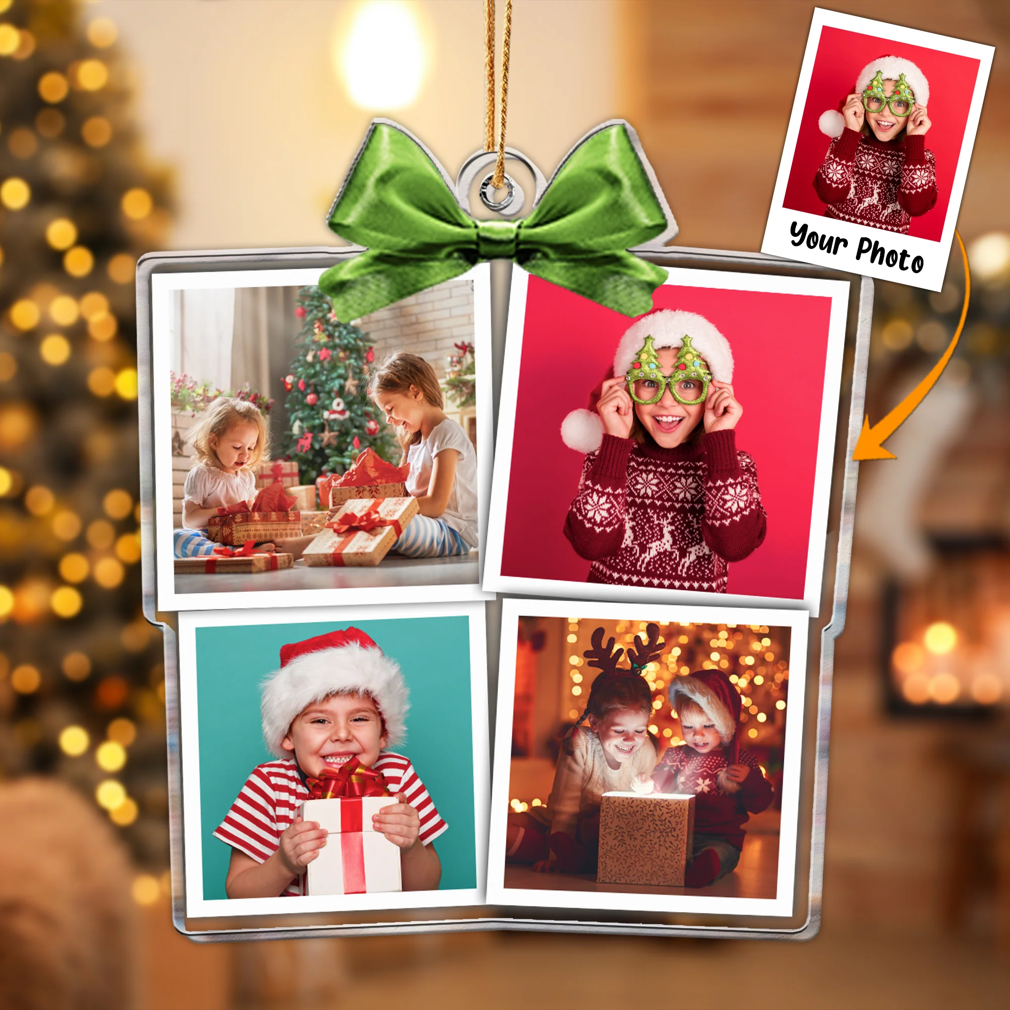 Family Photo Christmas Box Gift - Personalized Acrylic Photo Ornament - Image 5