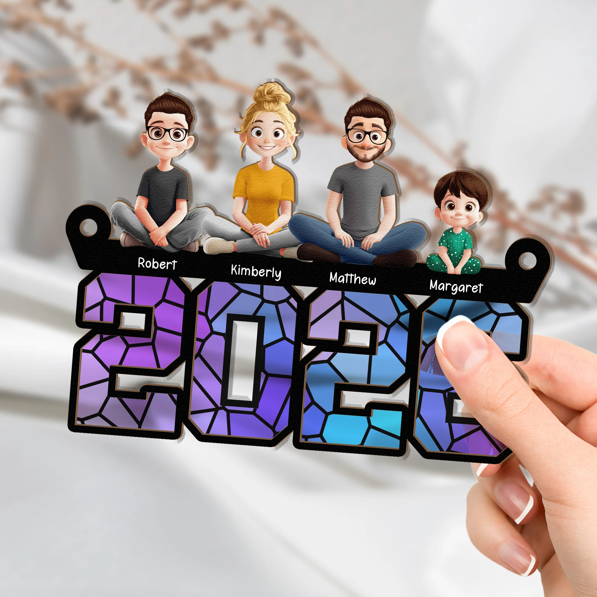 Family Sitting 2026 - Personalized Window Hanging Suncatcher Ornament - Image 2