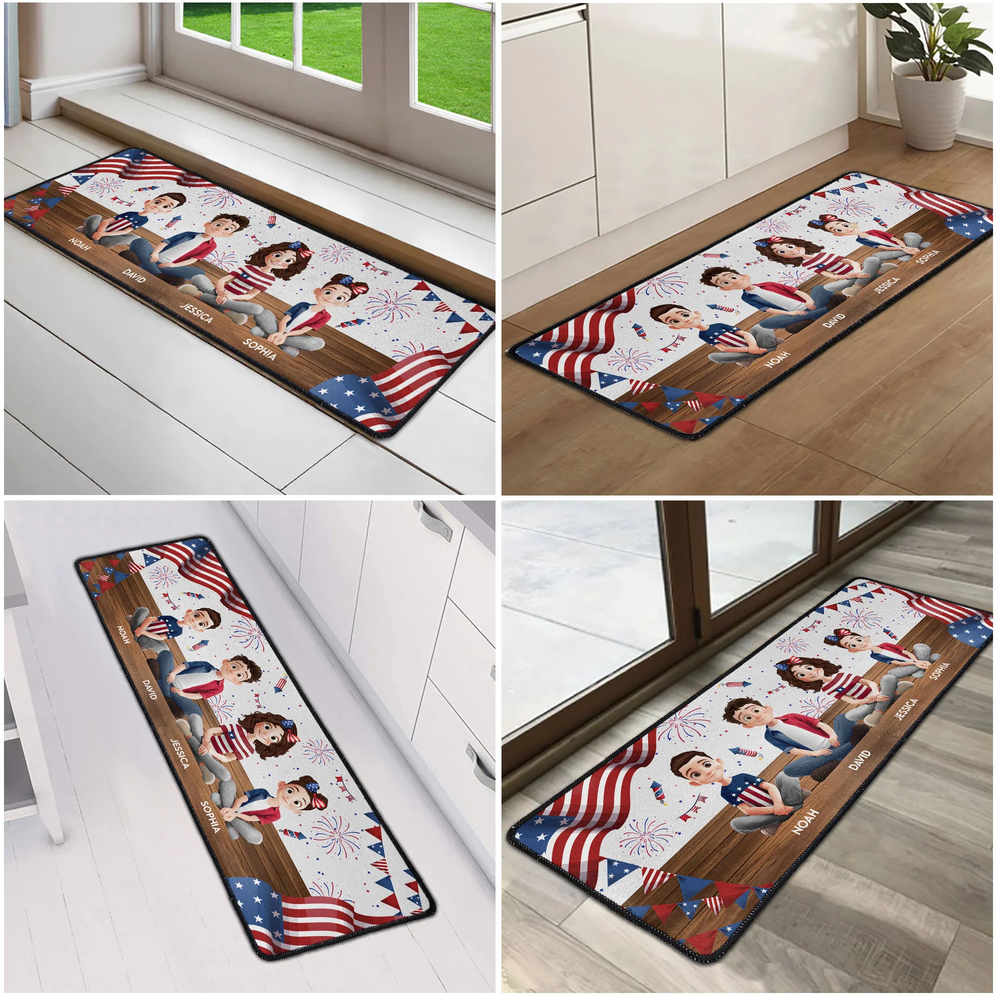 Family Sitting Happy Birthday USA - Personalized Runner Rug - Image 6