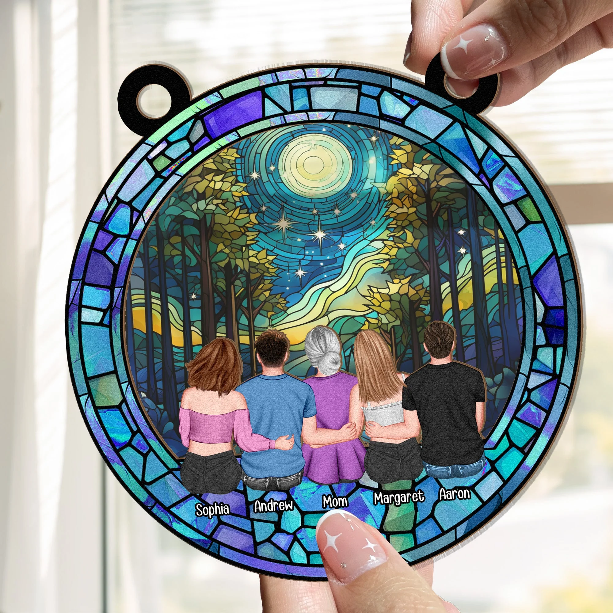 Family Sky Night - Personalized Window Hanging Suncatcher Ornament - Image 2