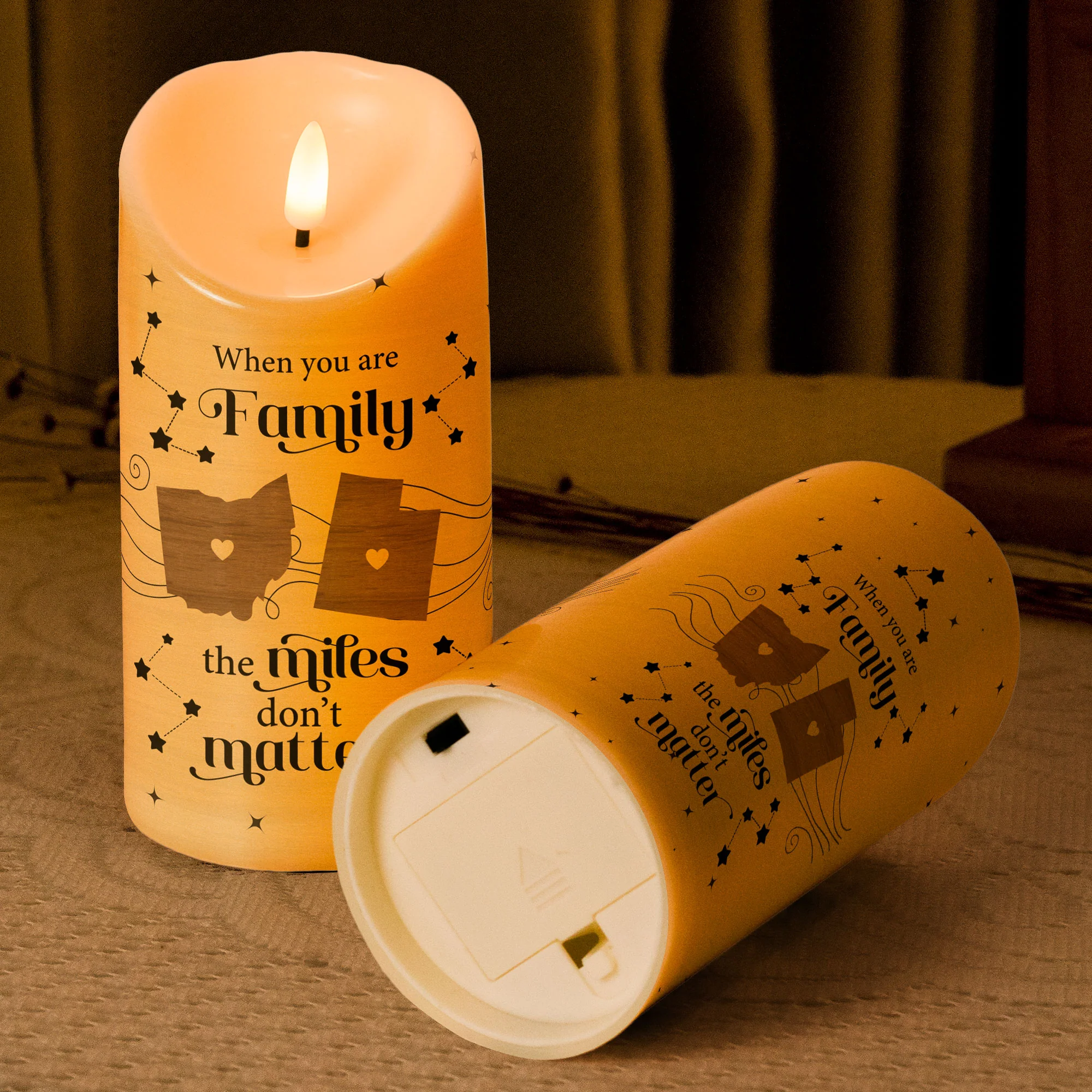 Family The Miles Don't Matter - Personalized LED Candle - Image 3