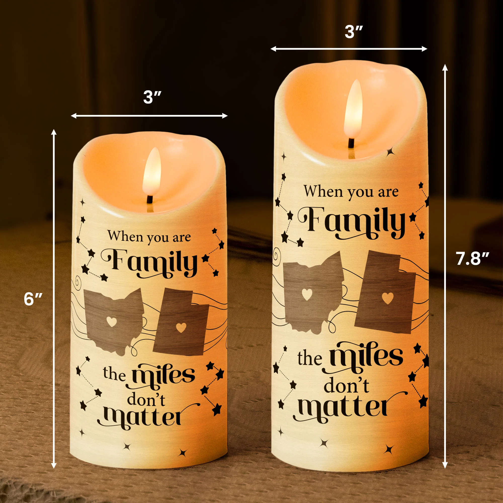 Family The Miles Don't Matter - Personalized LED Candle - Image 6