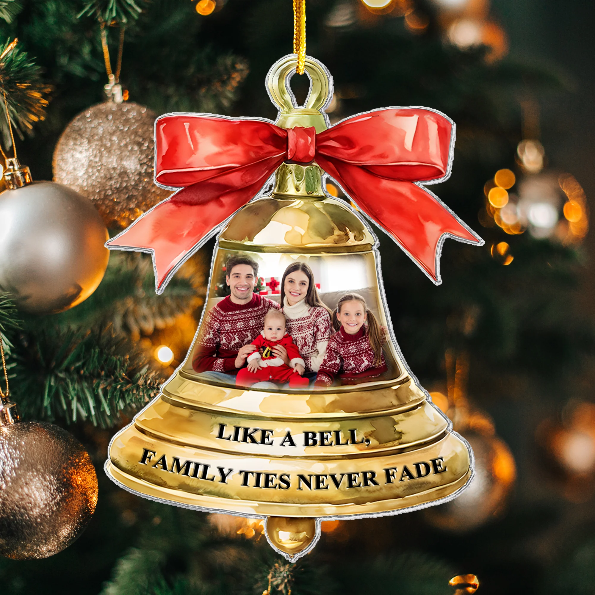 Family Ties Never Fade - Personalized Acrylic Photo Ornament - Image 4