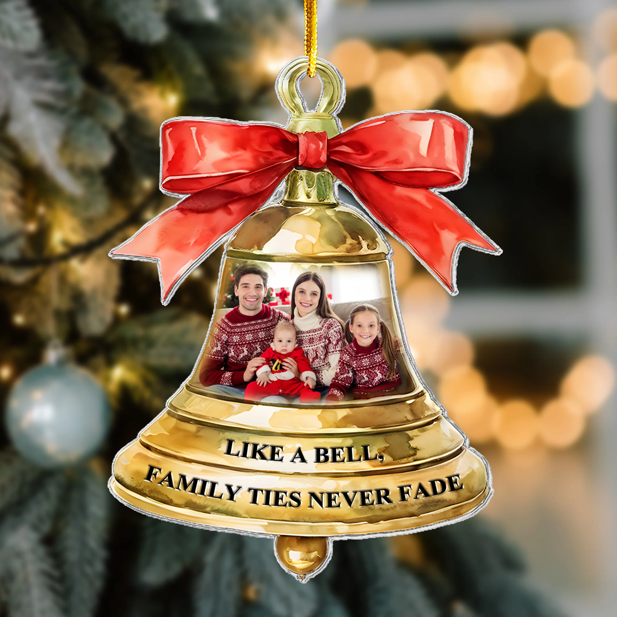 Family Ties Never Fade - Personalized Acrylic Photo Ornament - Image 5