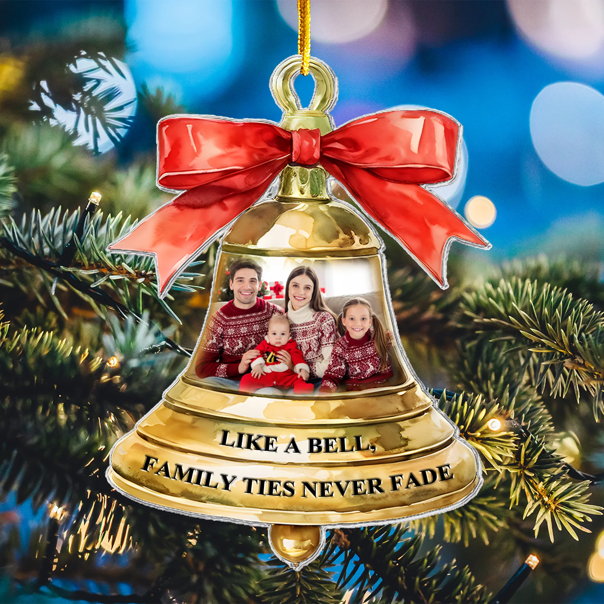 Family Ties Never Fade - Personalized Acrylic Photo Ornament - Image 6