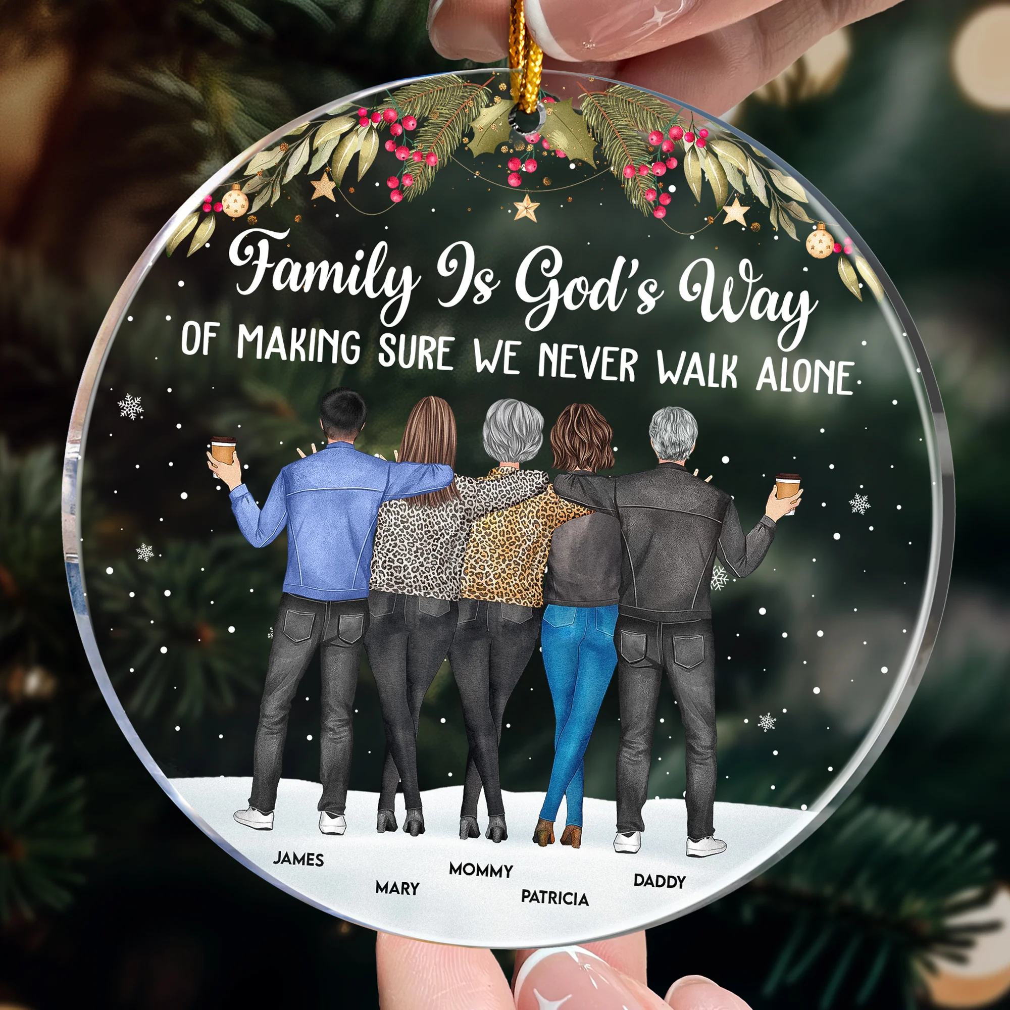 Family We Never Walk Alone - Personalized Acrylic Ornament - Image 2