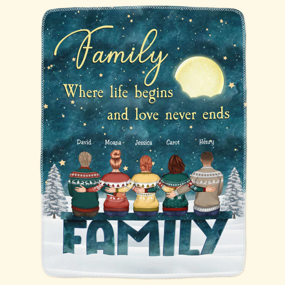 Family Where Life Begins & Love Never Ends - Personalized Blanket - Image 3