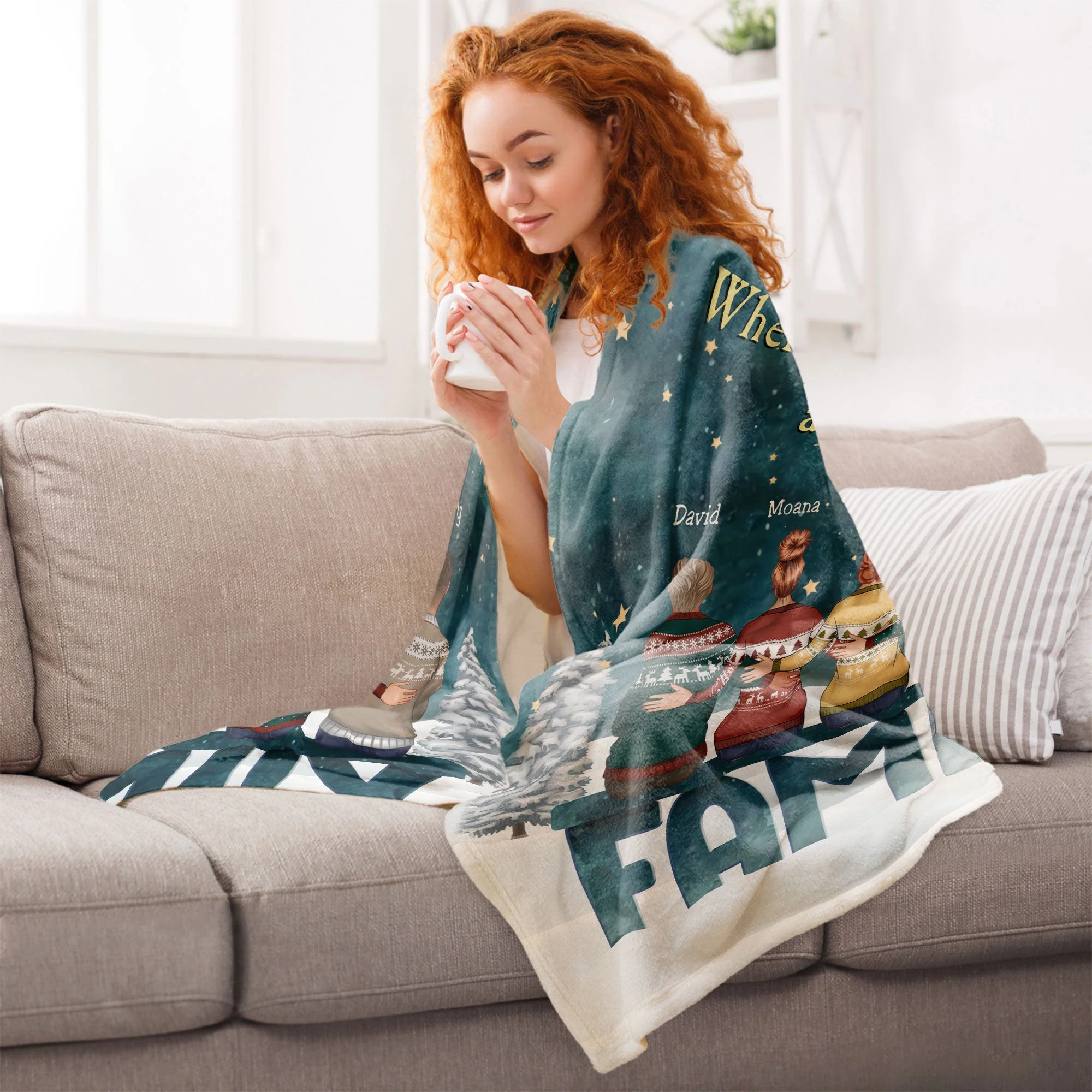 Family Where Life Begins & Love Never Ends - Personalized Blanket - Image 5