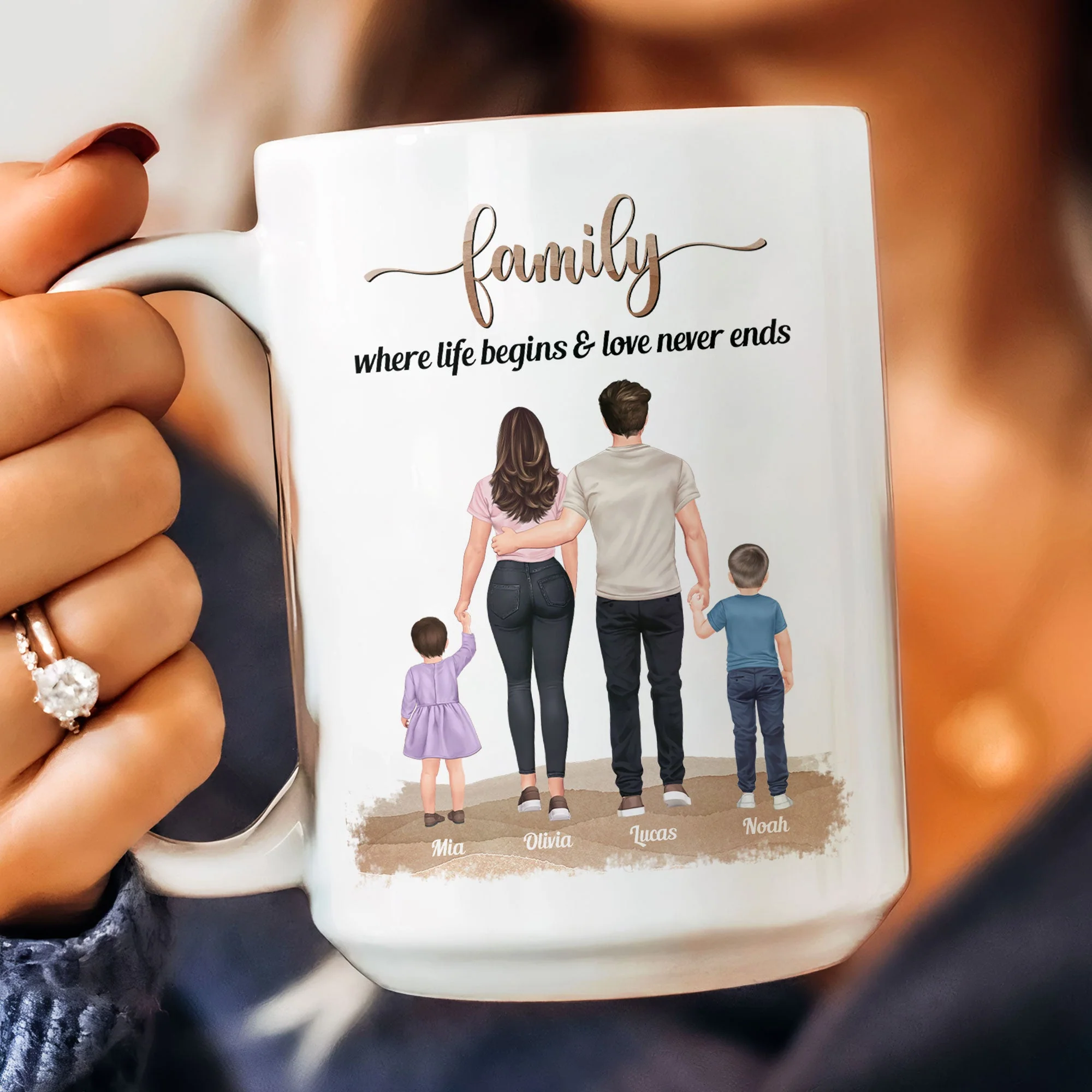 Family, Where Life Begins & Love Never Ends - Personalized Mug - Image 11