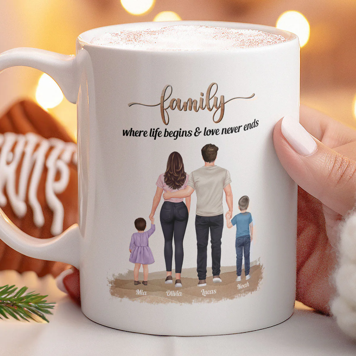 Family, Where Life Begins & Love Never Ends - Personalized Mug - Image 3