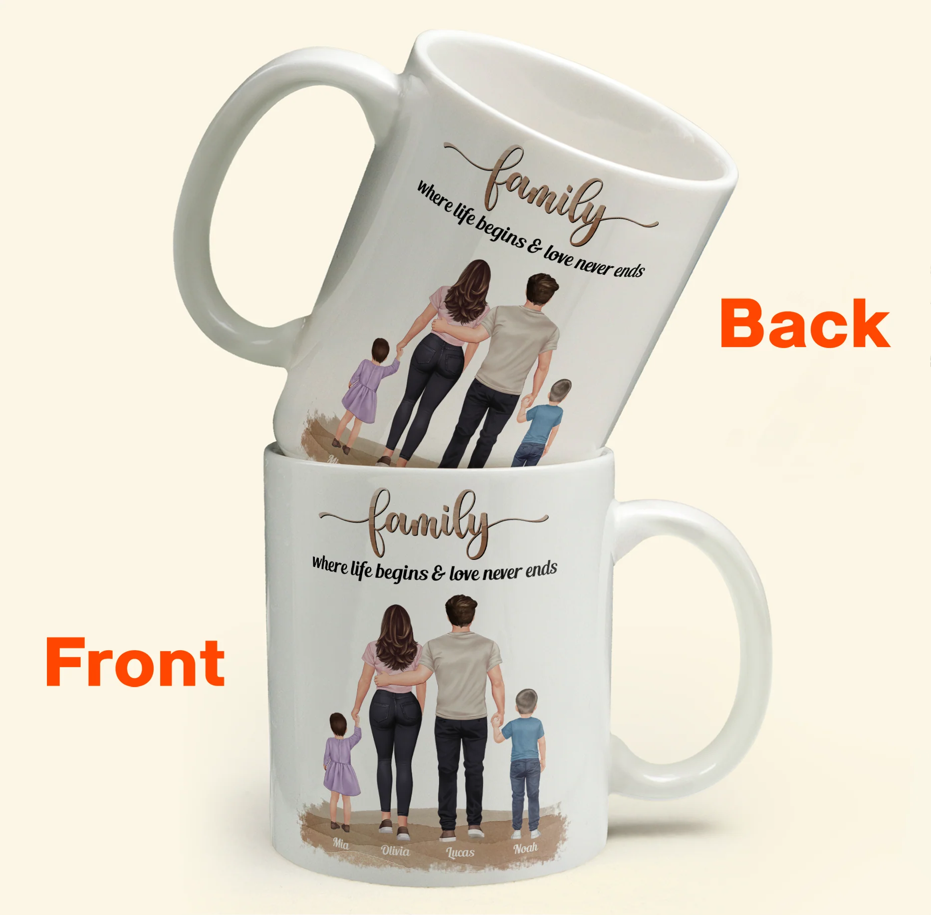 Family, Where Life Begins & Love Never Ends - Personalized Mug - Image 5