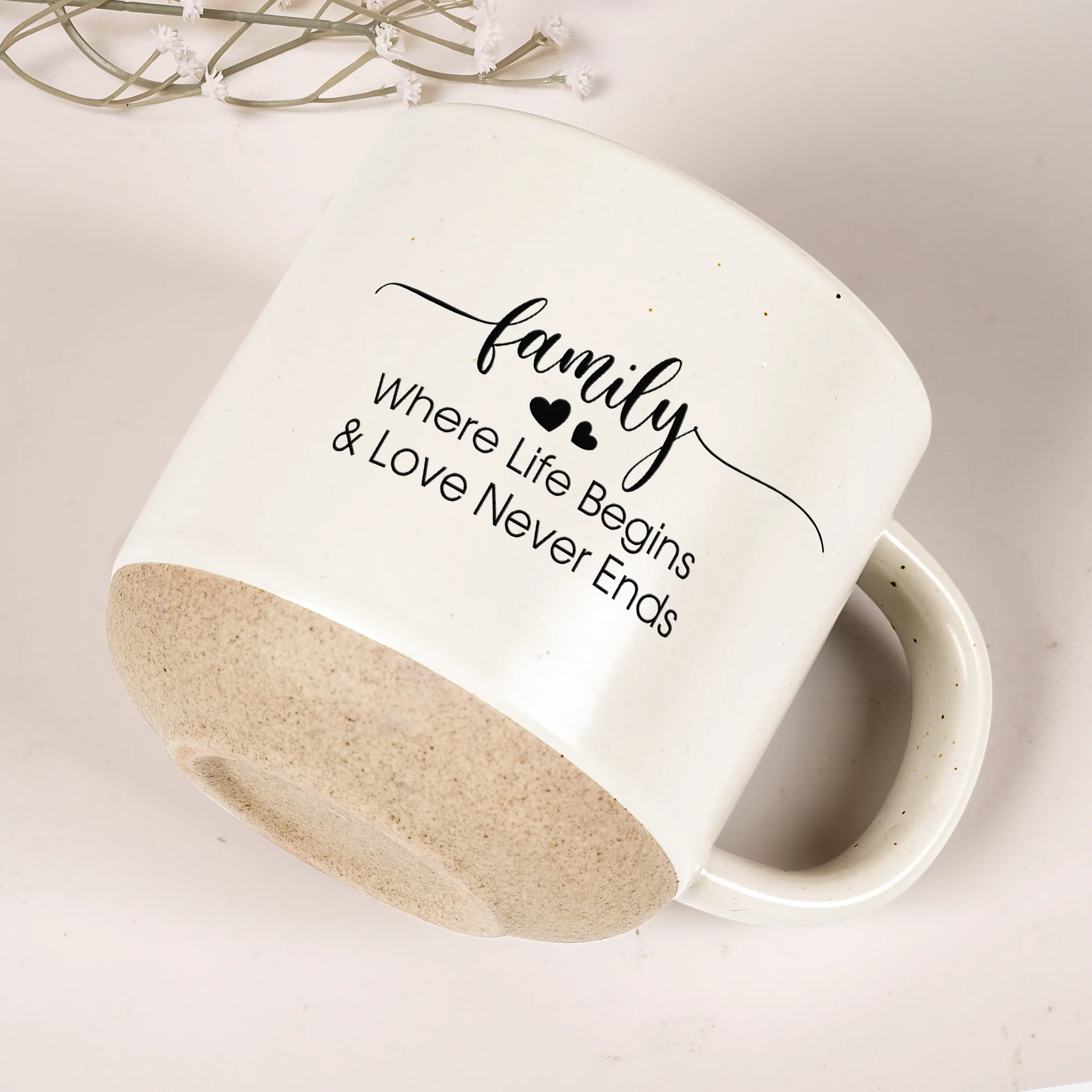 Family Where Life Begins & Love Never Ends - Personalized Pottery Mug - Image 4