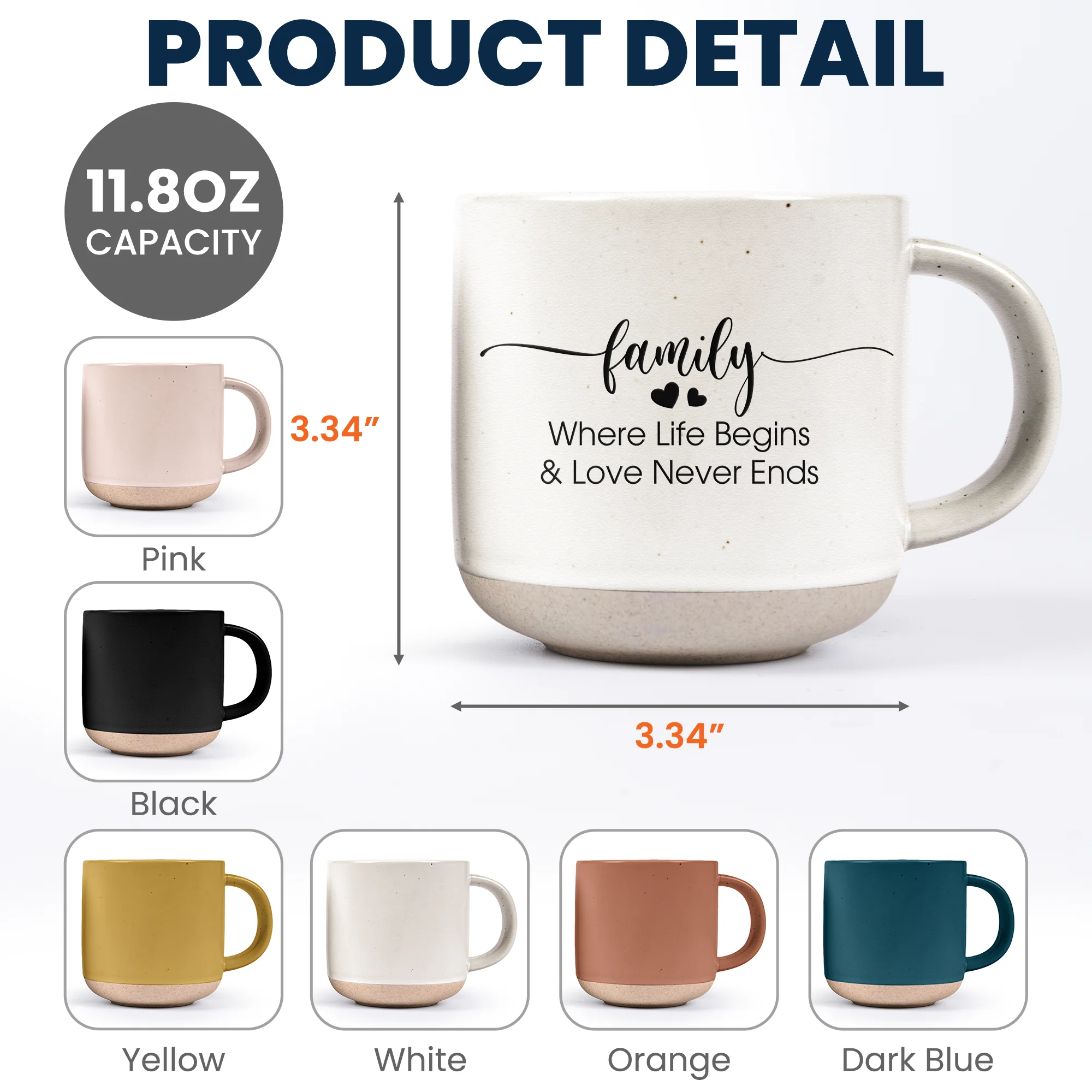 Family Where Life Begins & Love Never Ends - Personalized Pottery Mug - Image 5