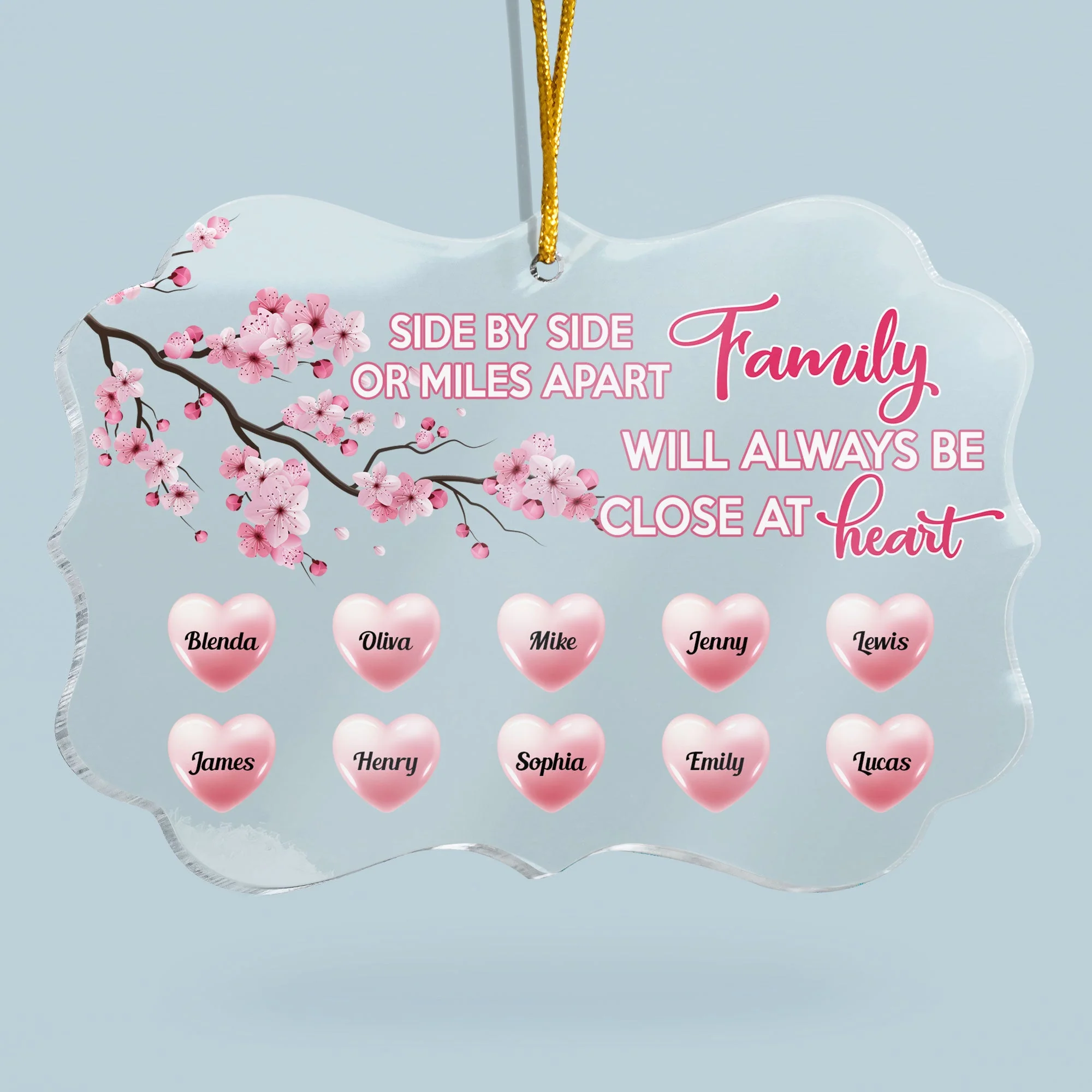 Family Will Always Be Close At Heart - Personalized Acrylic Ornament - Christmas Gift For Family Members, Mom, Dad, Brothers, Sisters - Image 2