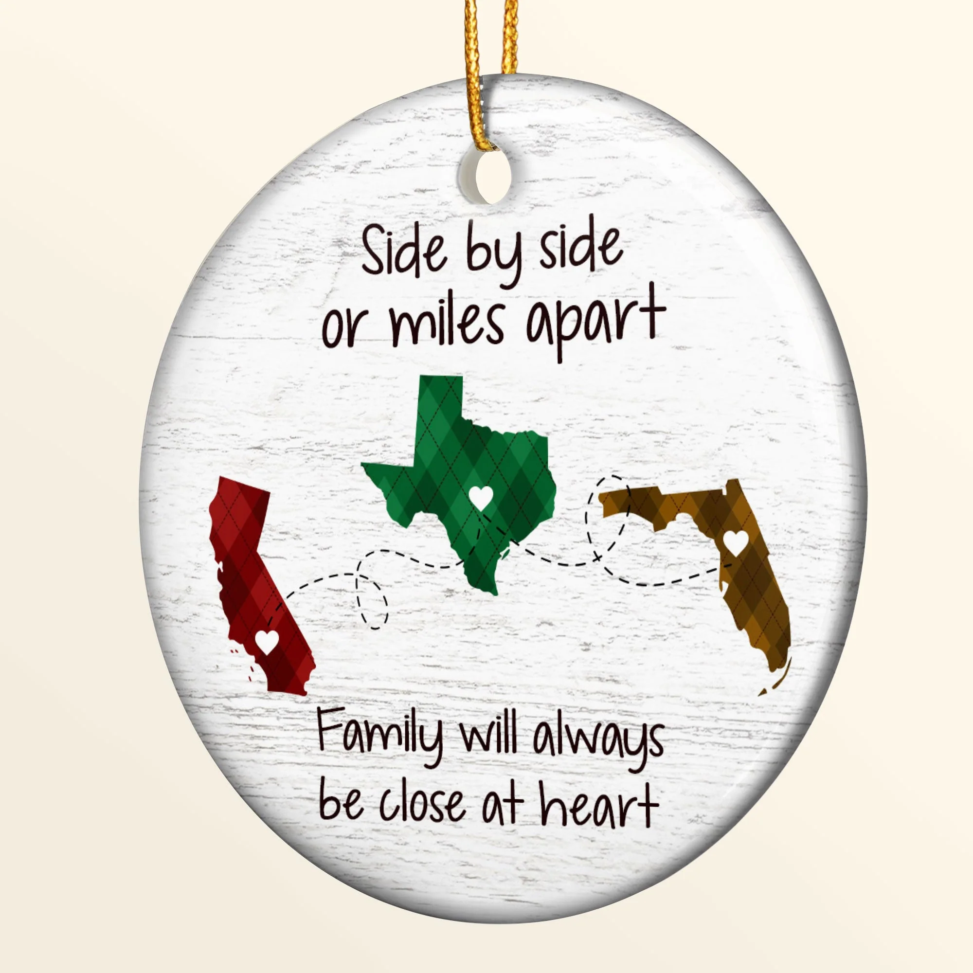 Family Will Always Be Close At Heart - Personalized Ceramic Ornament - Image 2