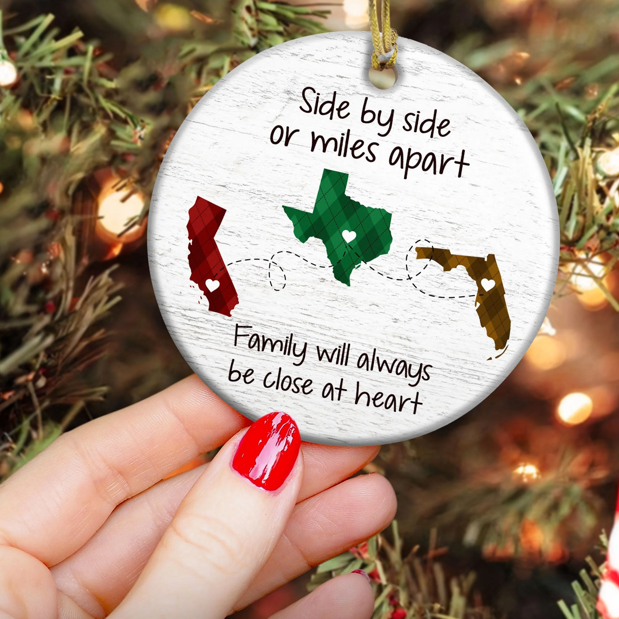 Family Will Always Be Close At Heart - Personalized Ceramic Ornament - Image 3