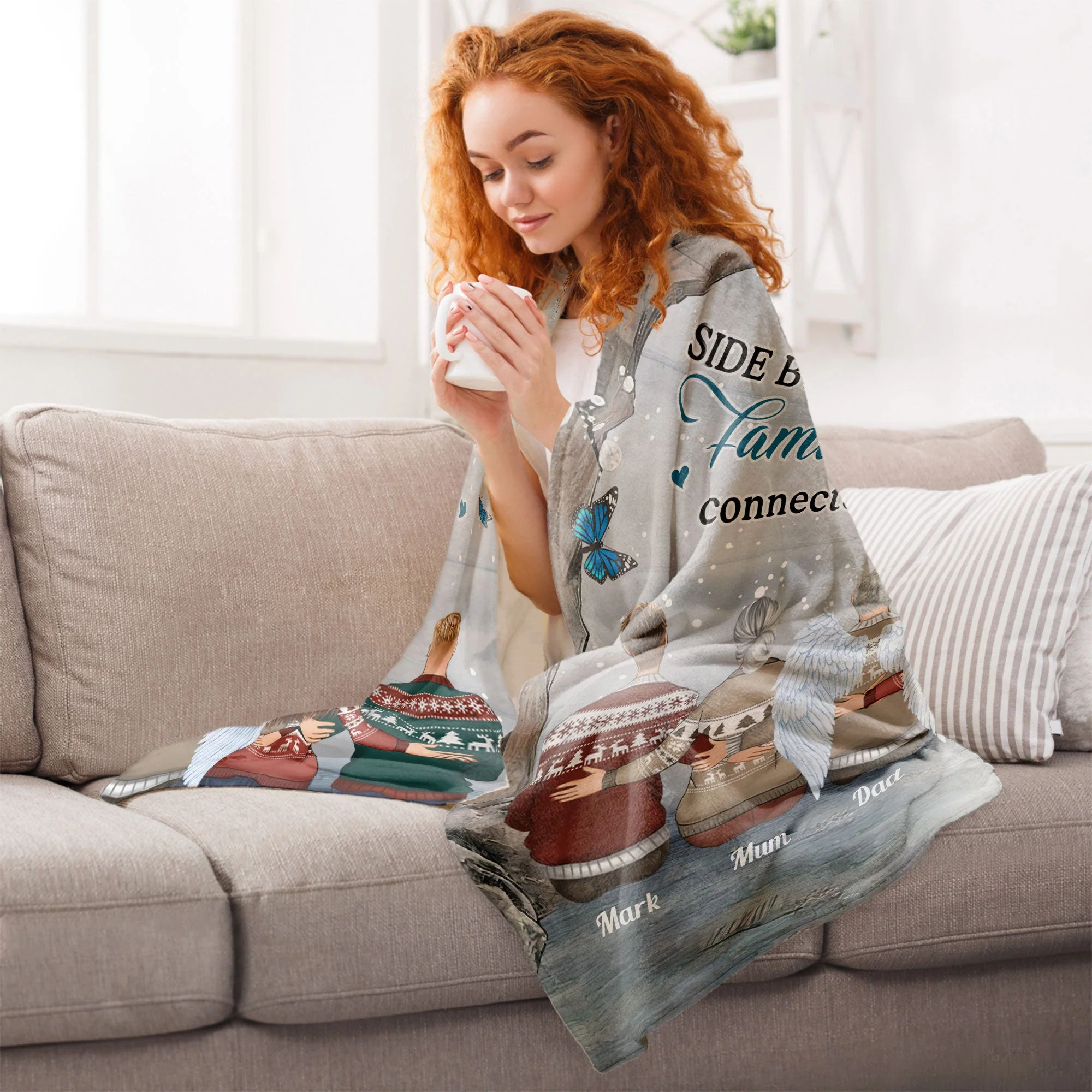 Family Will Always Connected By Heart - Personalized Memory Blanket - Image 5