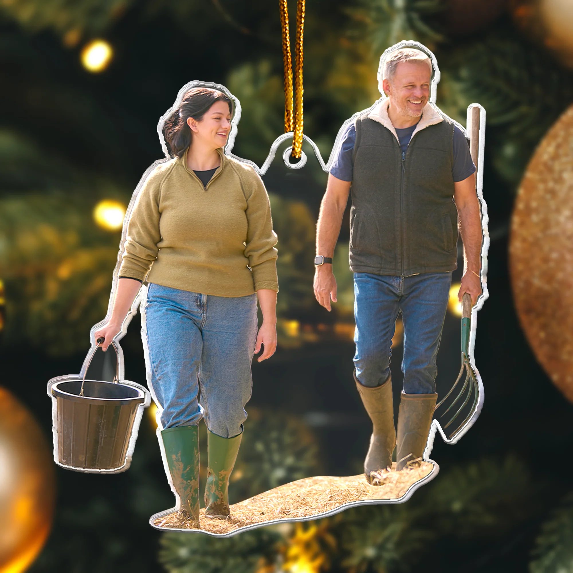 Farmer Christmas Ornament Xmas Decoration - Personalized Acrylic Photo Ornament - Image 2