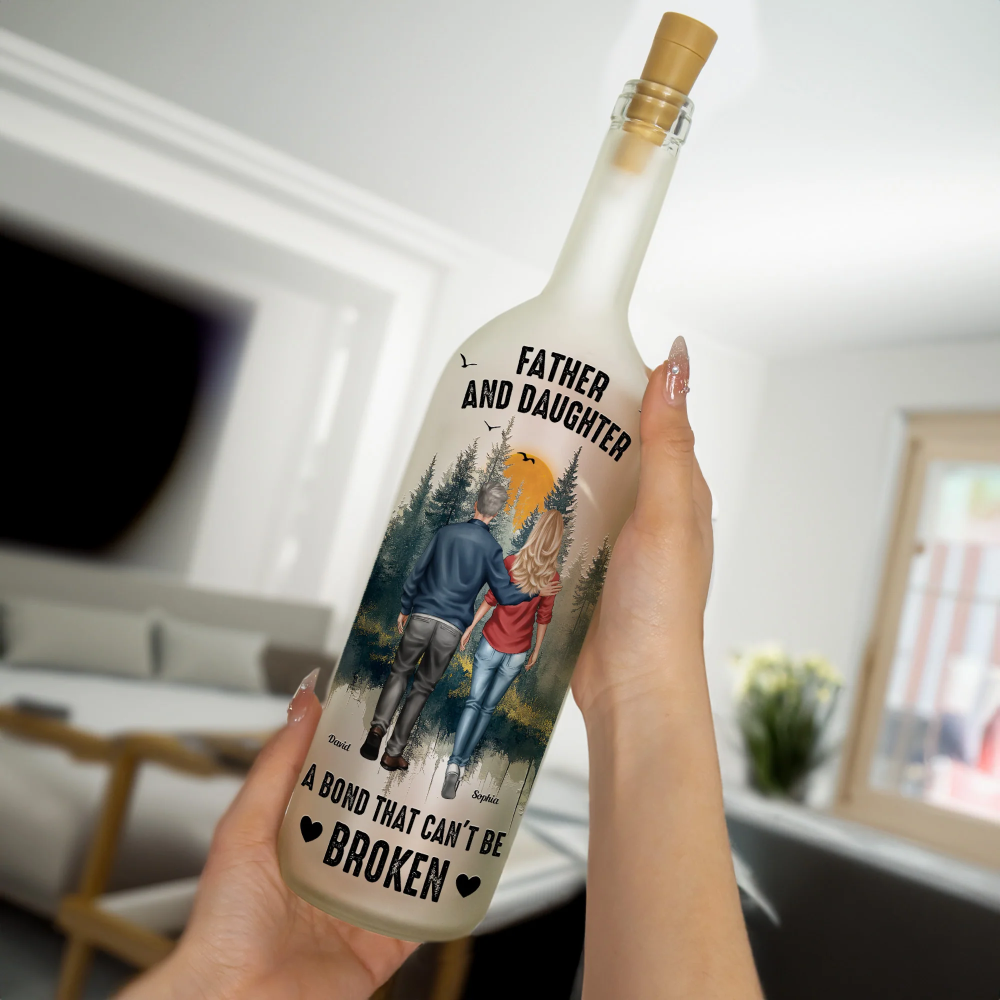 Father And Daughter A Bond That Can't Be Broken - Personalized Bottle Lamp - Image 4