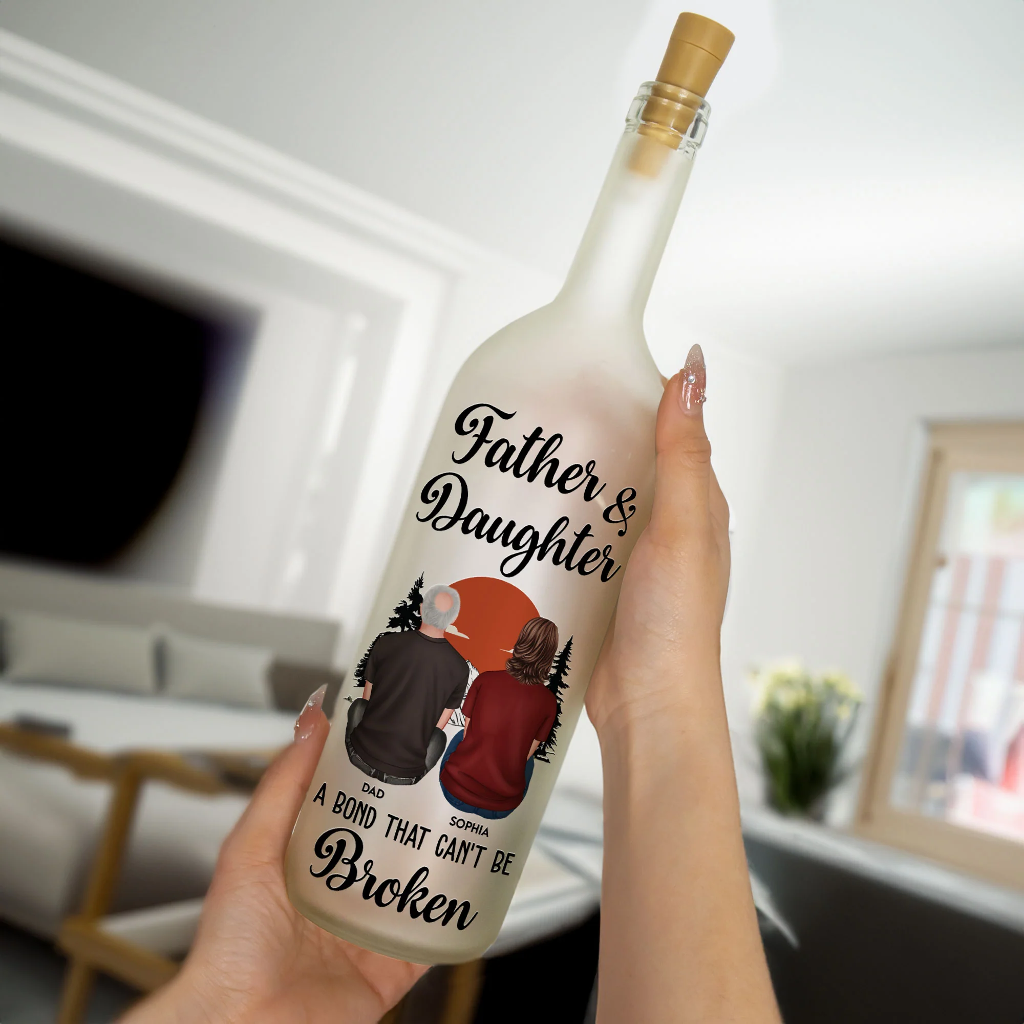 Father & Daughter A Bond That Can't Be Broken - Personalized Bottle Lamp - Image 3