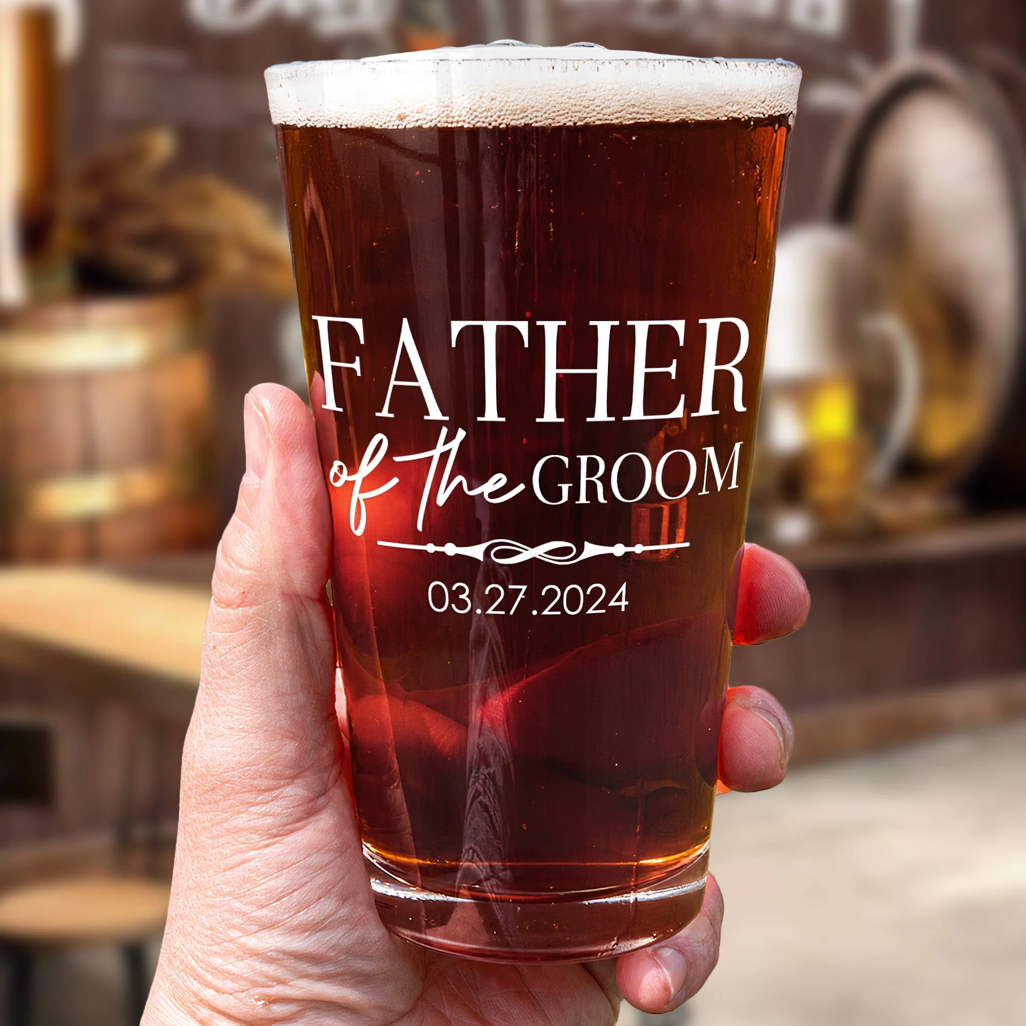 Father Of The Groom Thank You For Raising A Man Of My Dreams - Personalized Beer Glass - Image 4