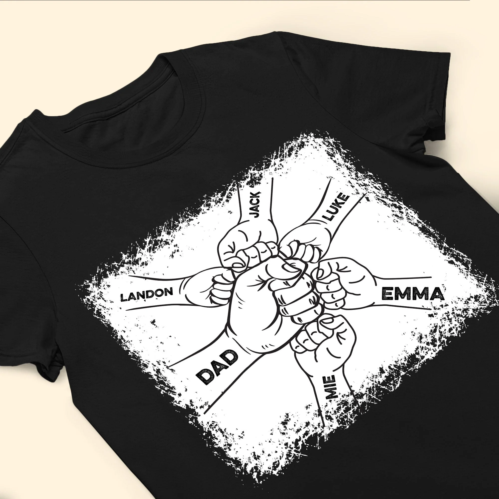 Father's Day Fist Bump Dad And Kids - Custom Names - Personalized Shirt - Image 5