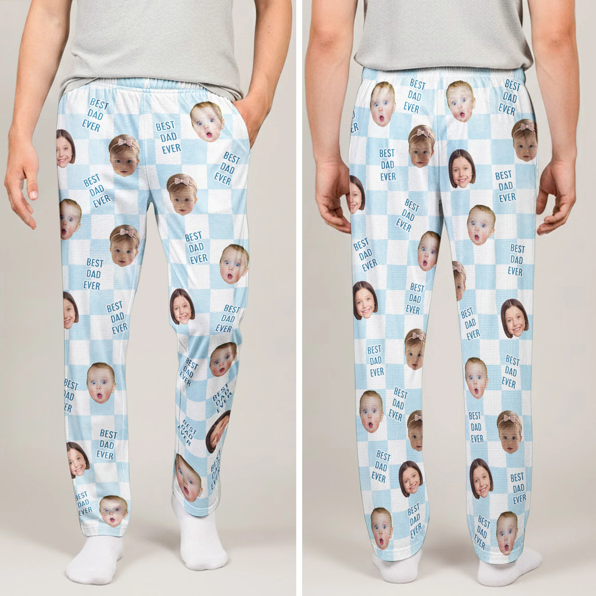 Father's Day Gift, Best Dad Ever, Custom Baby Photo Retro - Personalized Lounge Pants - Image 4