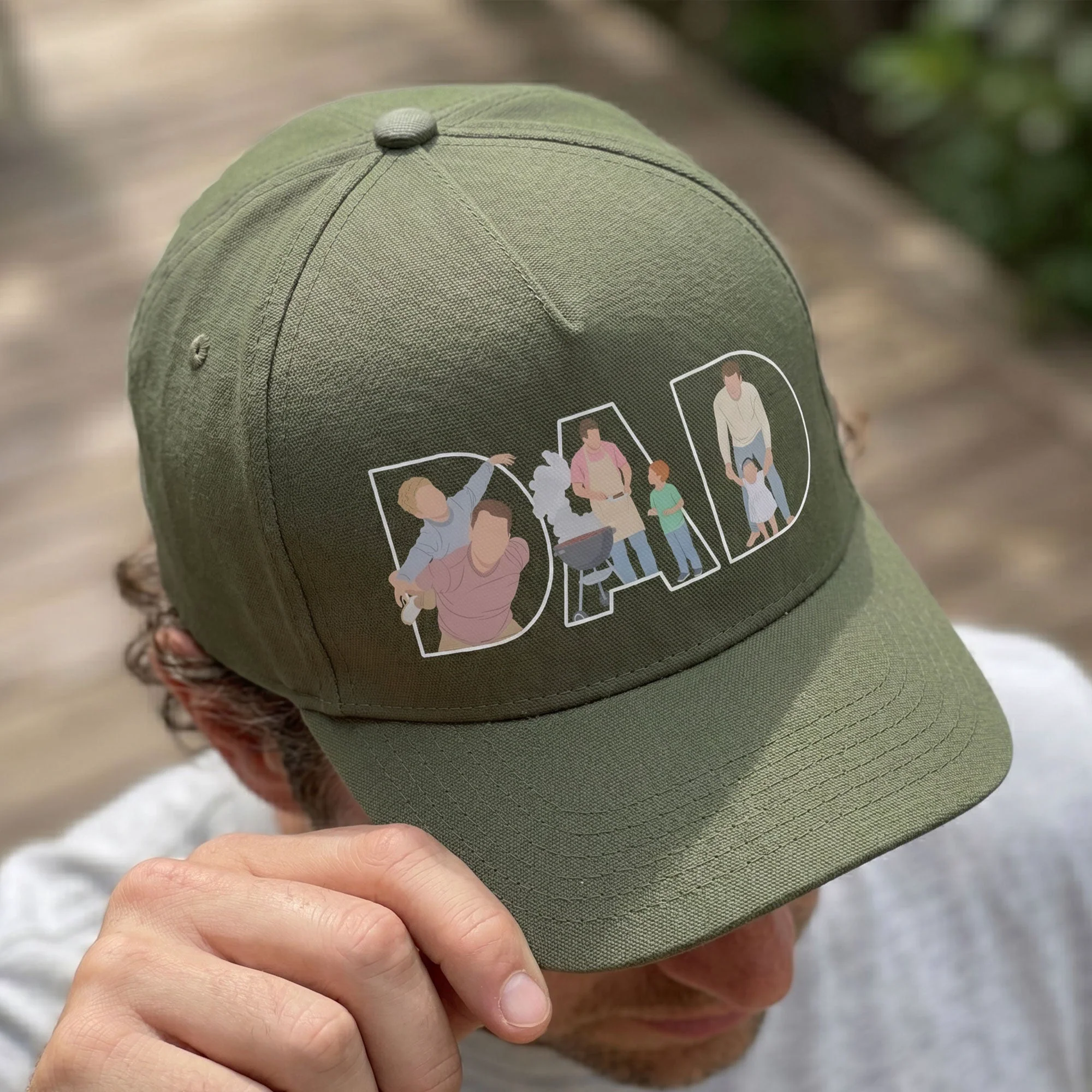 Father's Day Gift Custom Dad Portrait For Father, New Dad - Faceless Art - Personalized Cap - Image 2
