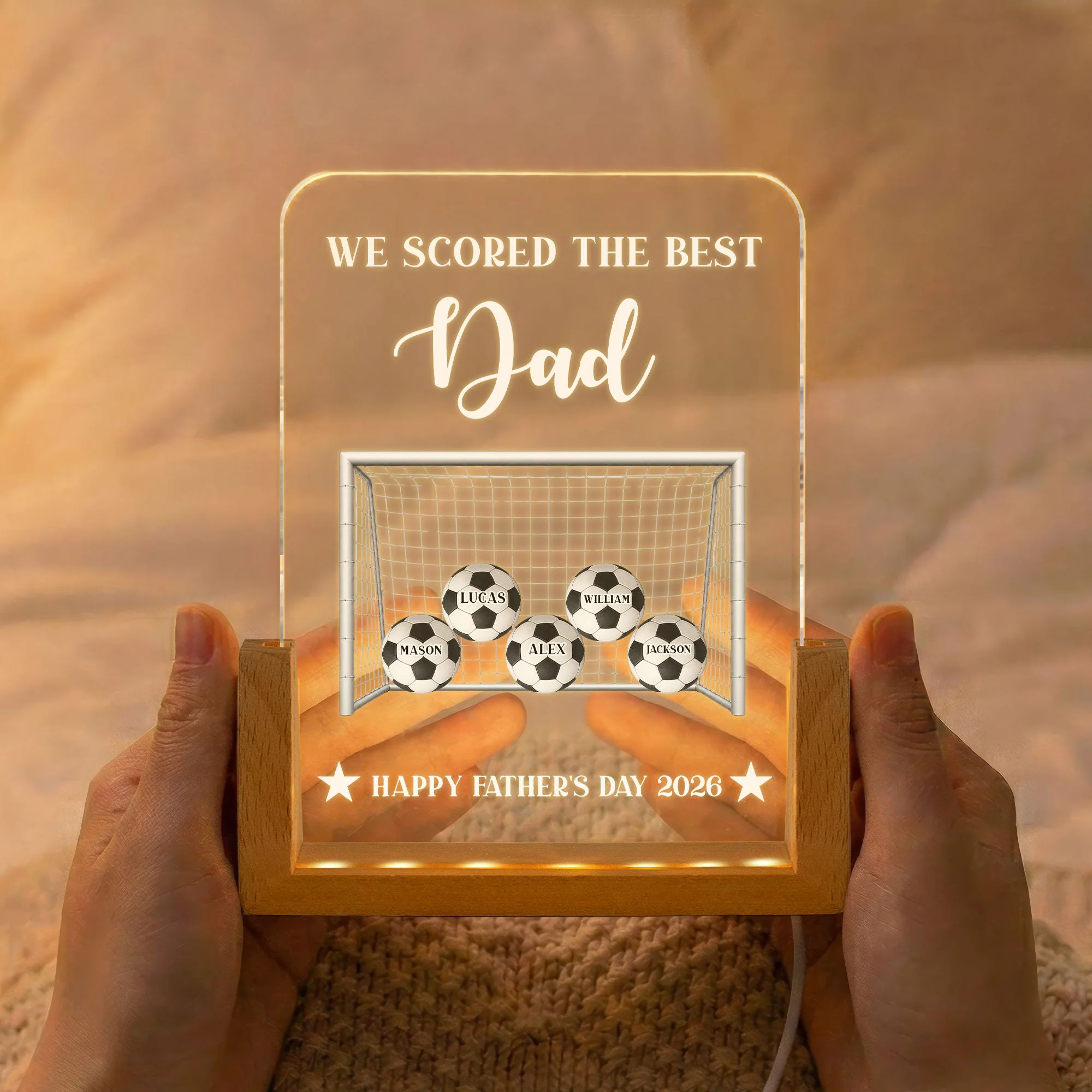 Father's Day Gift For Soccer Dad,We Scored The Best Dad-Daddy - Personalized Night Light - Image 2