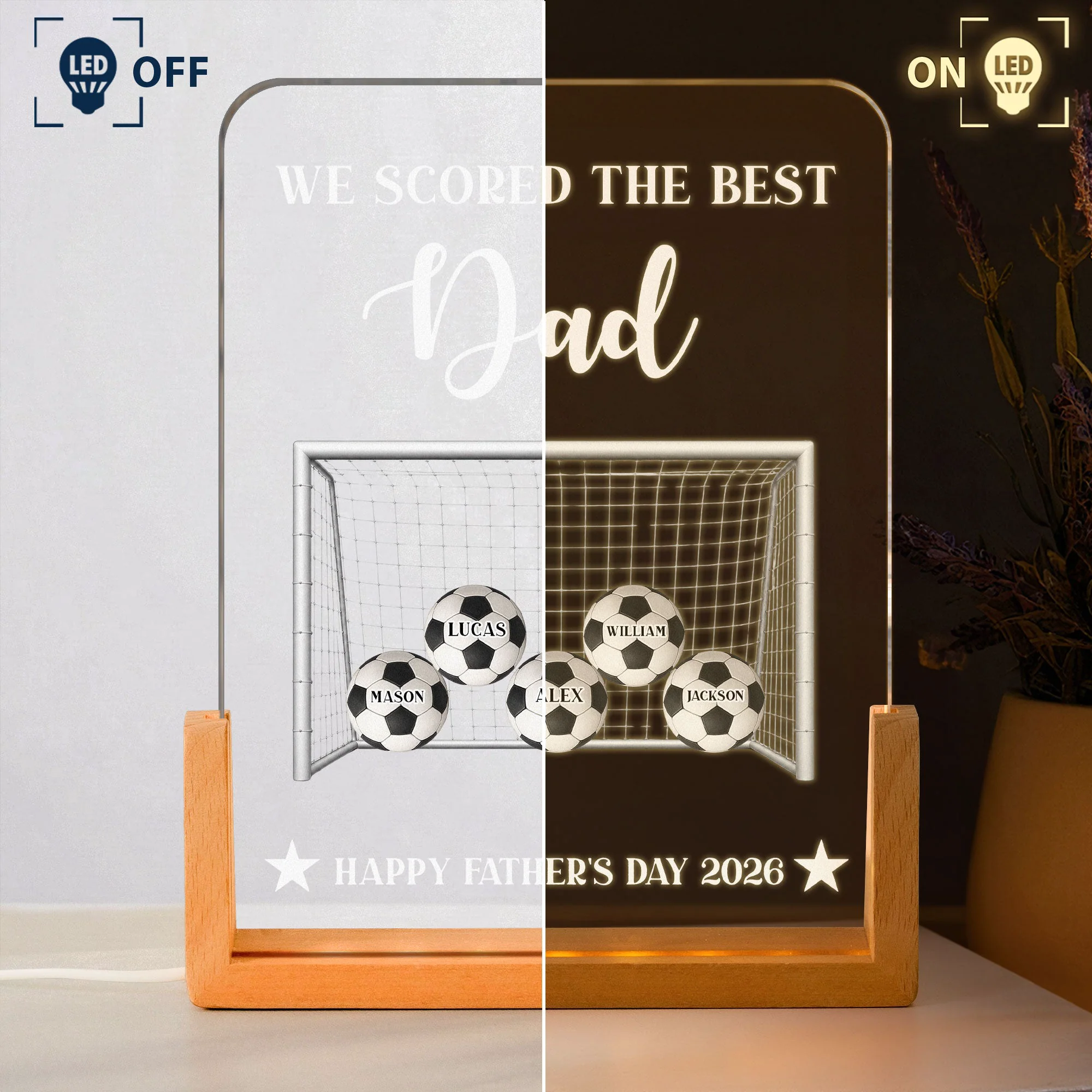 Father's Day Gift For Soccer Dad,We Scored The Best Dad-Daddy - Personalized Night Light - Image 3