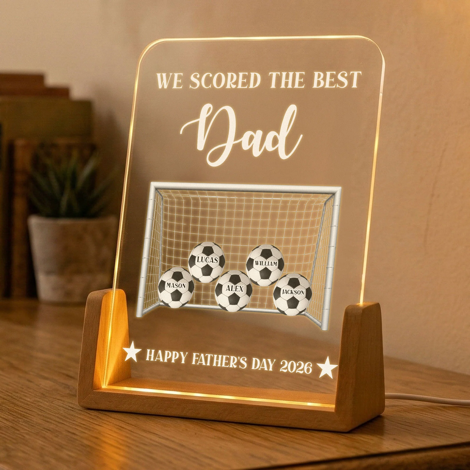 Father's Day Gift For Soccer Dad,We Scored The Best Dad-Daddy - Personalized Night Light - Image 4