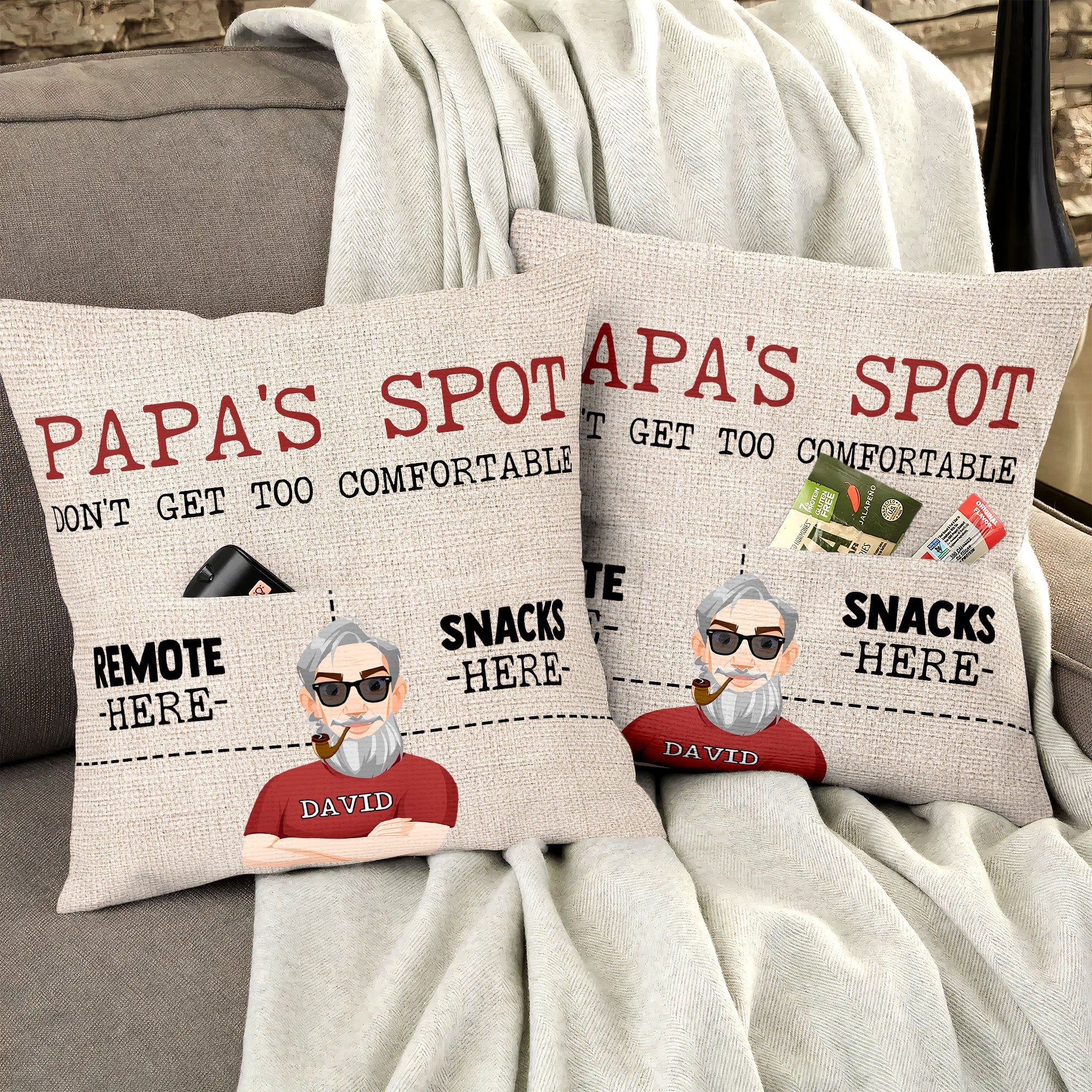 Father's Day Gift Grandpa's Spot - Personalized Pocket Pillow (Insert Included) - Image 3