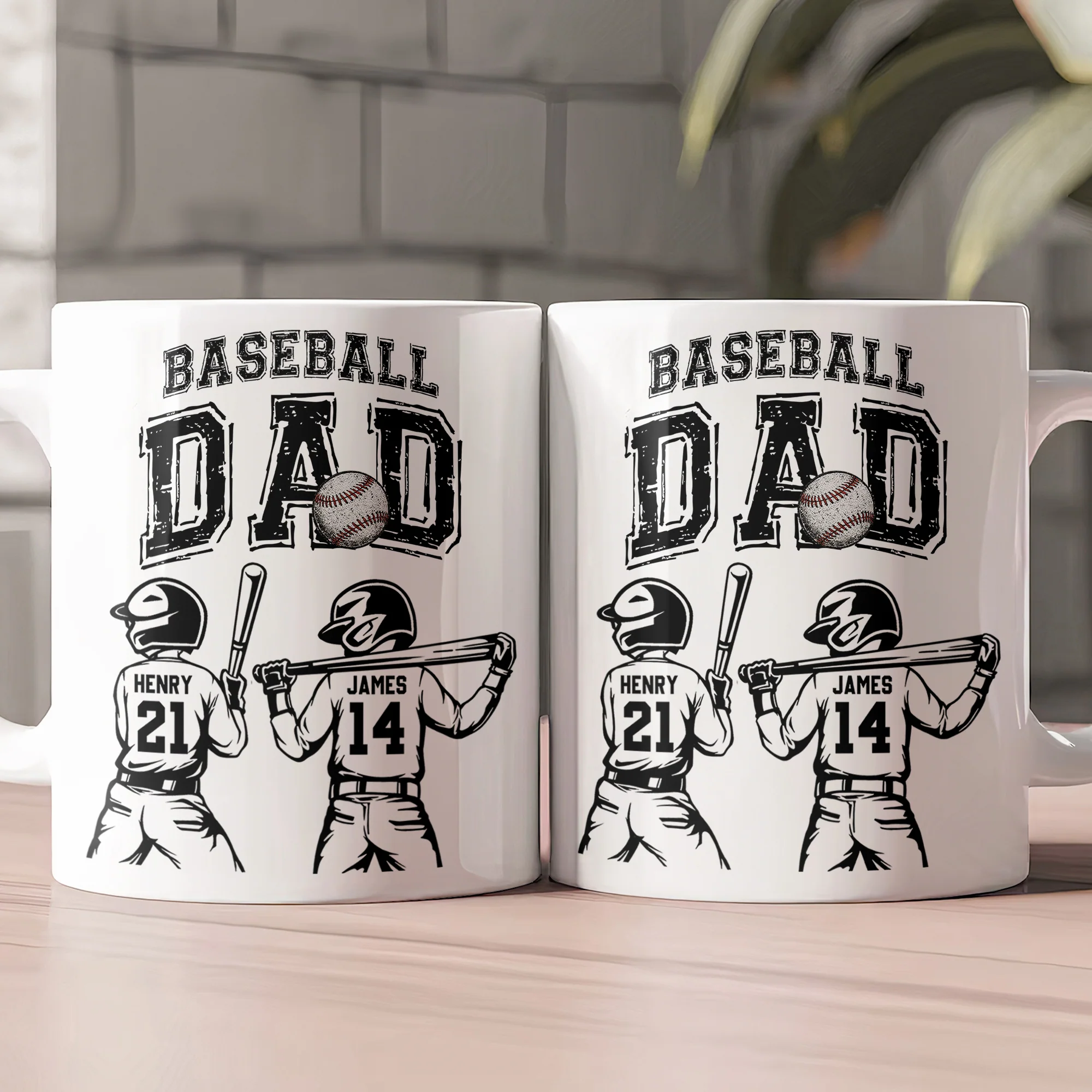 Father's Day Gifts, Baseball Dad, Daddy, Grandpa - Personalized Mug - Image 2