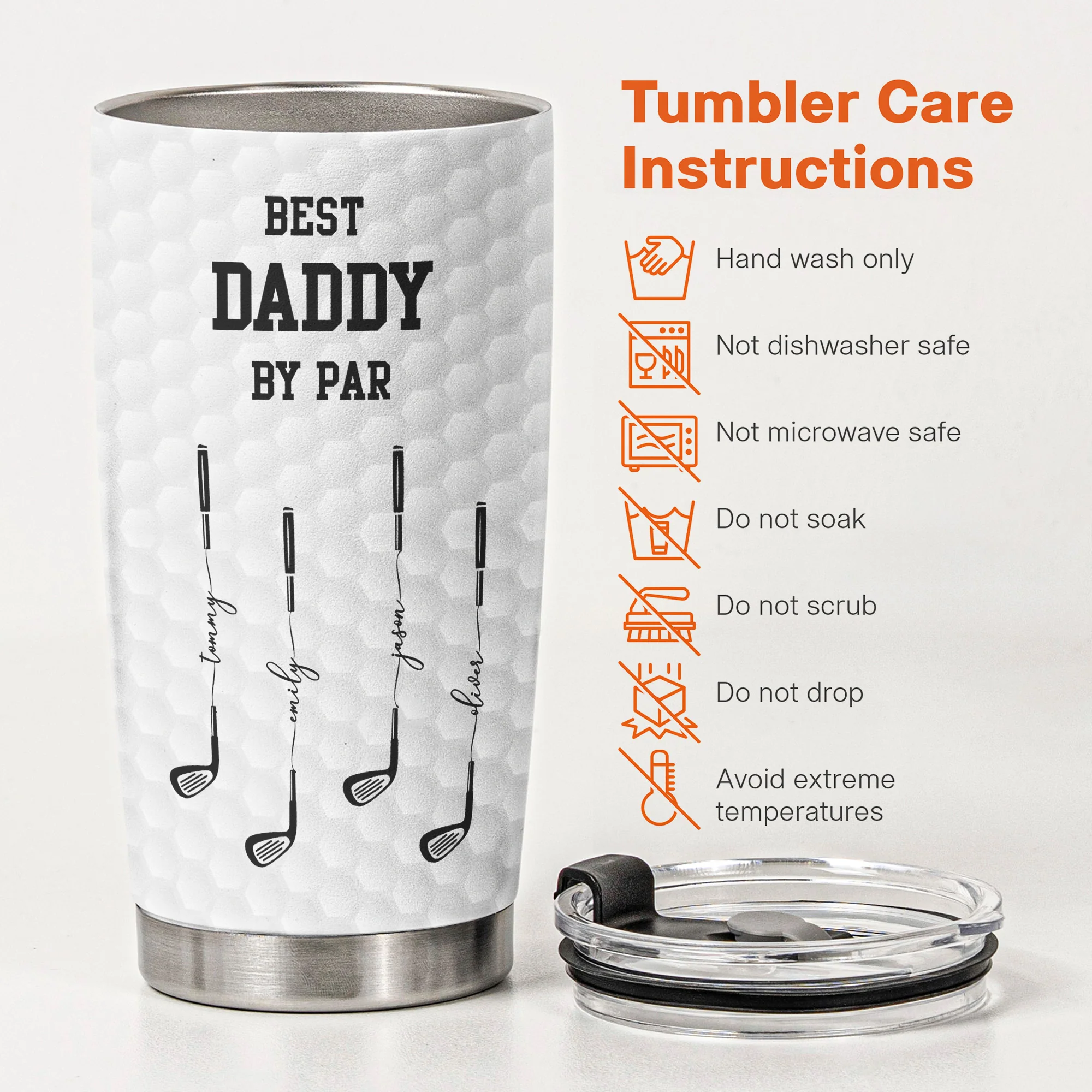 Father's Day Gifts, Best Dad By Par, Best Grandpa By Par - Personalized Tumbler - Image 5