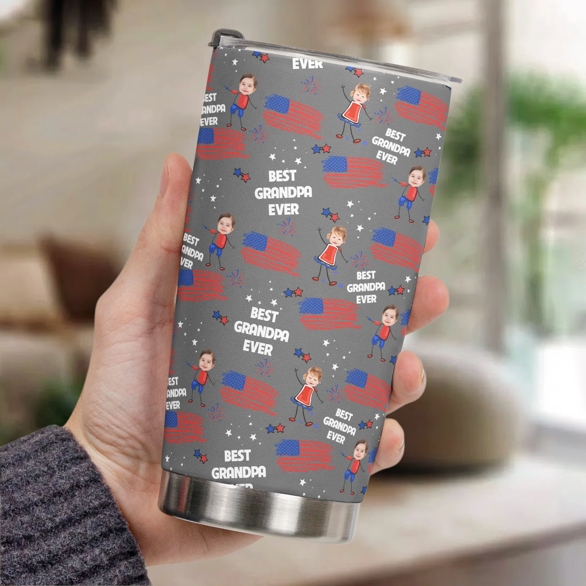 Father's Day Gifts, Best Dad Grandpa Ever Custom Photo - Personalized Tumbler - Image 6
